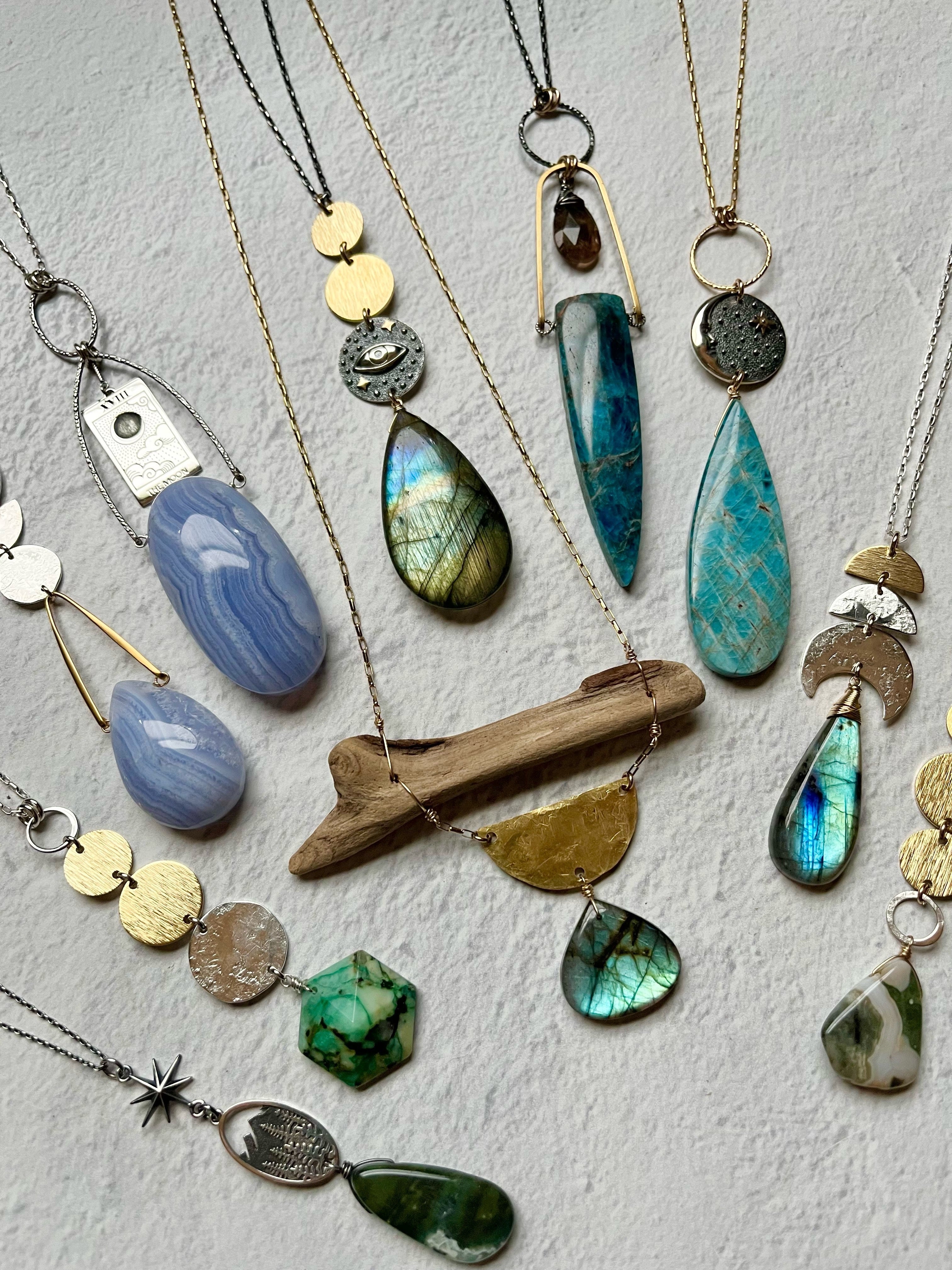 •OOAK - NYX• ocean jasper + mixed metal necklace (26"-28")