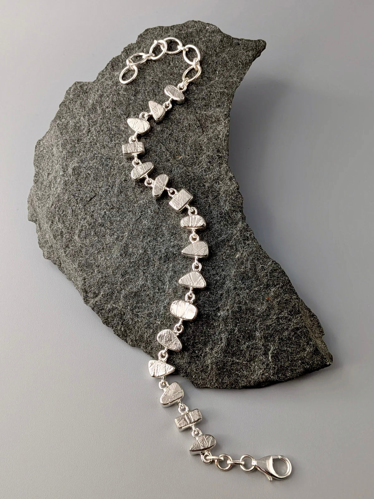 •METEORITE - GEO MIX• linked silver bracelet (7" - 9")