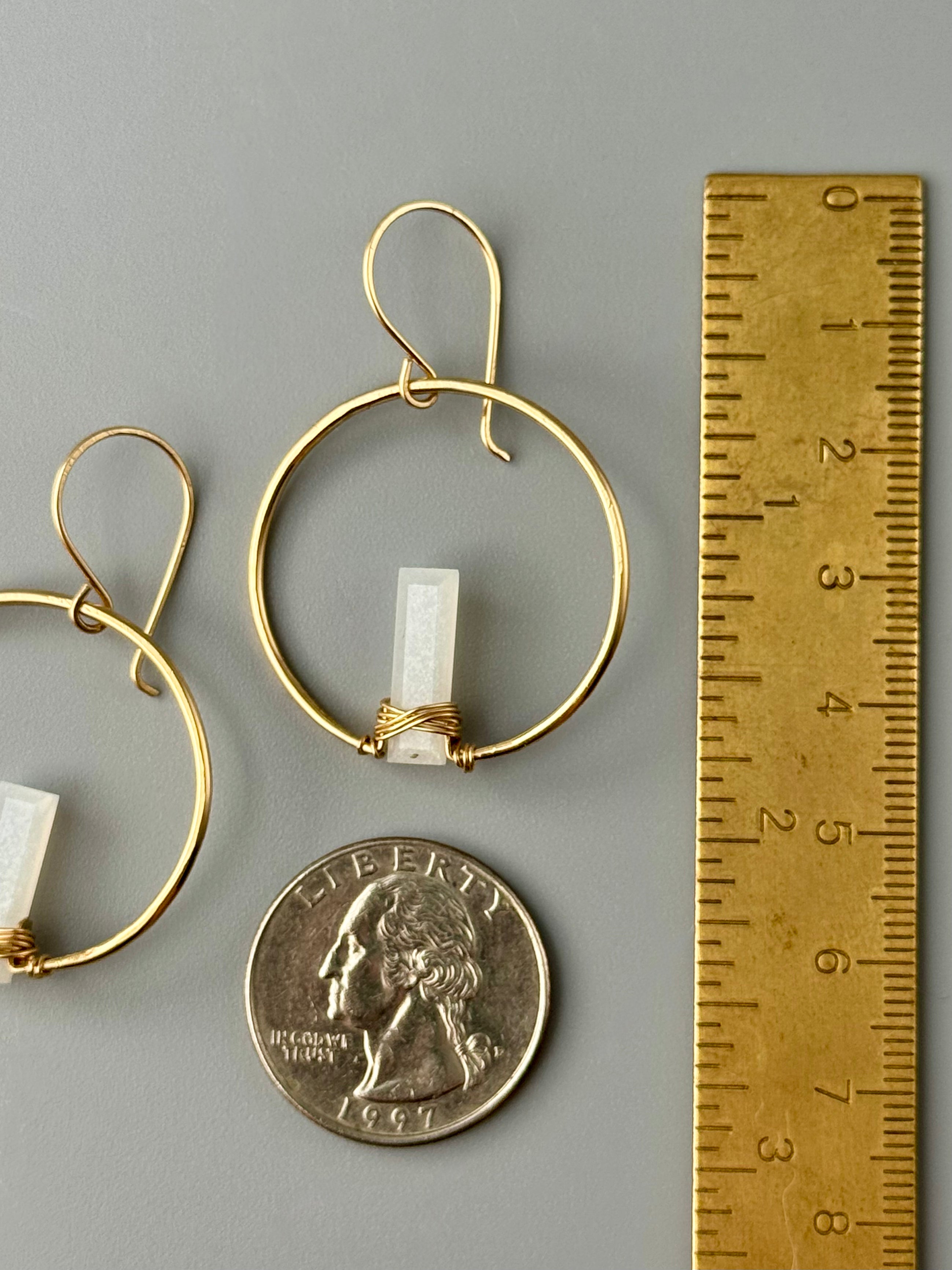 •SUNRISE HOOP• white moonstone + gold earrings