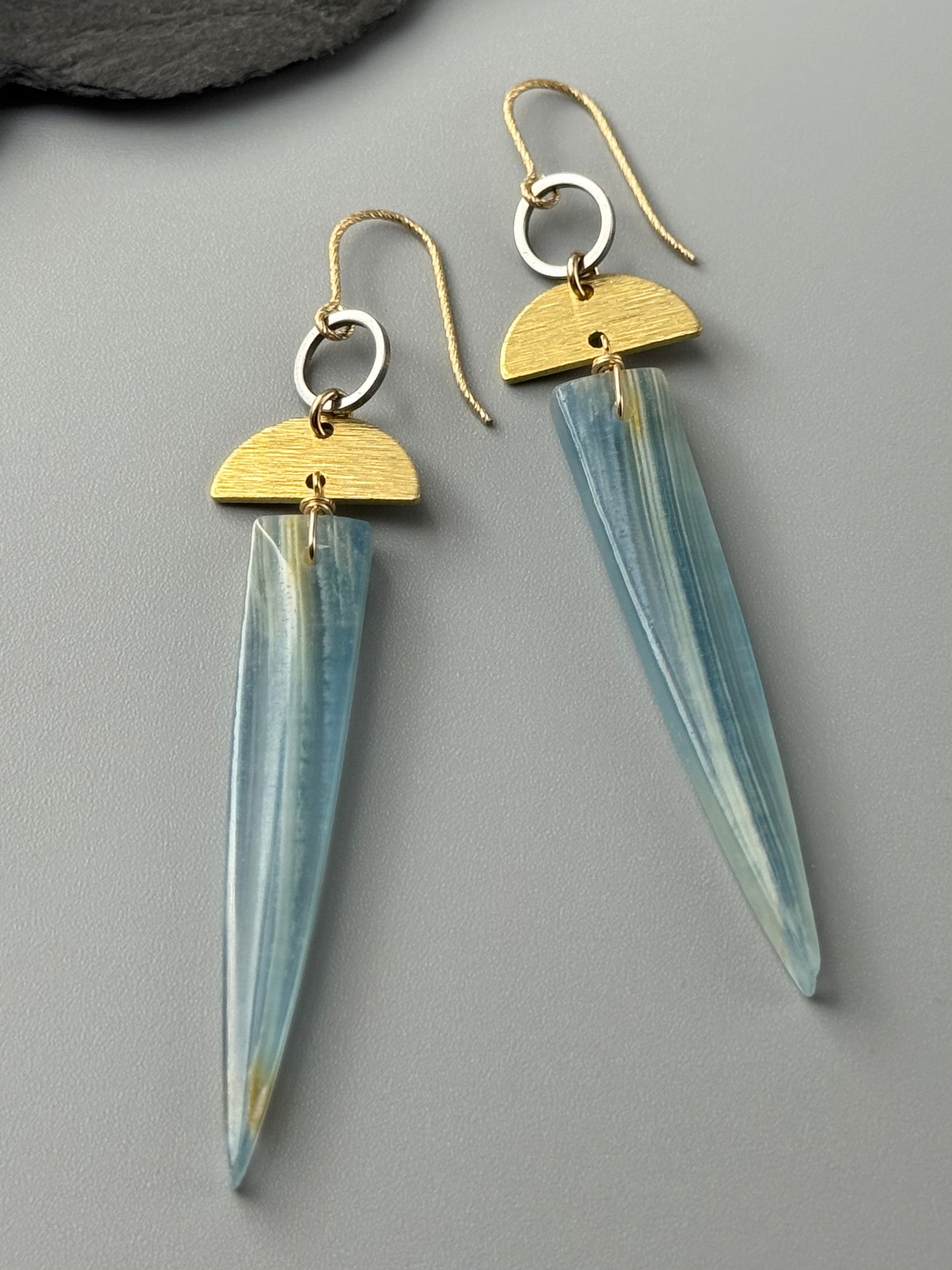 •NYX• blue calcite + mixed metal earrings