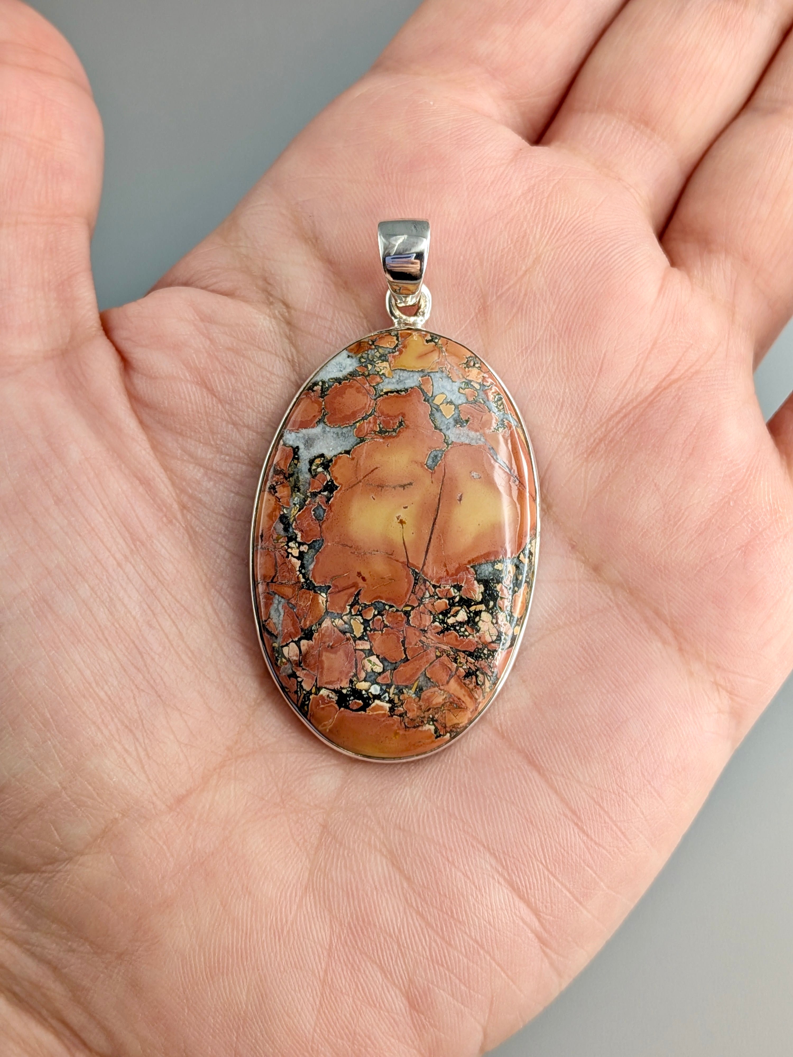 •MALIGANO JASPER OVAL• sterling silver pendant