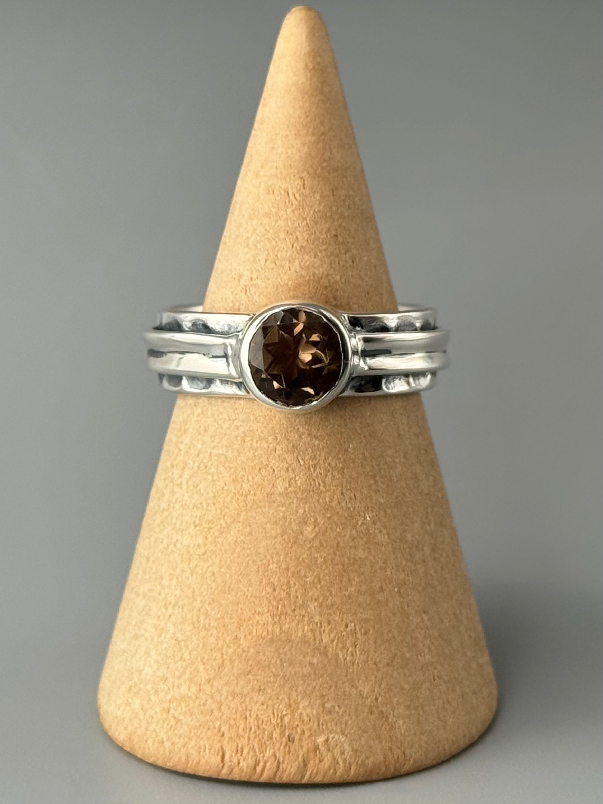 •SMOKY QUARTZ - BRACED• sterling silver ring (various sizes)