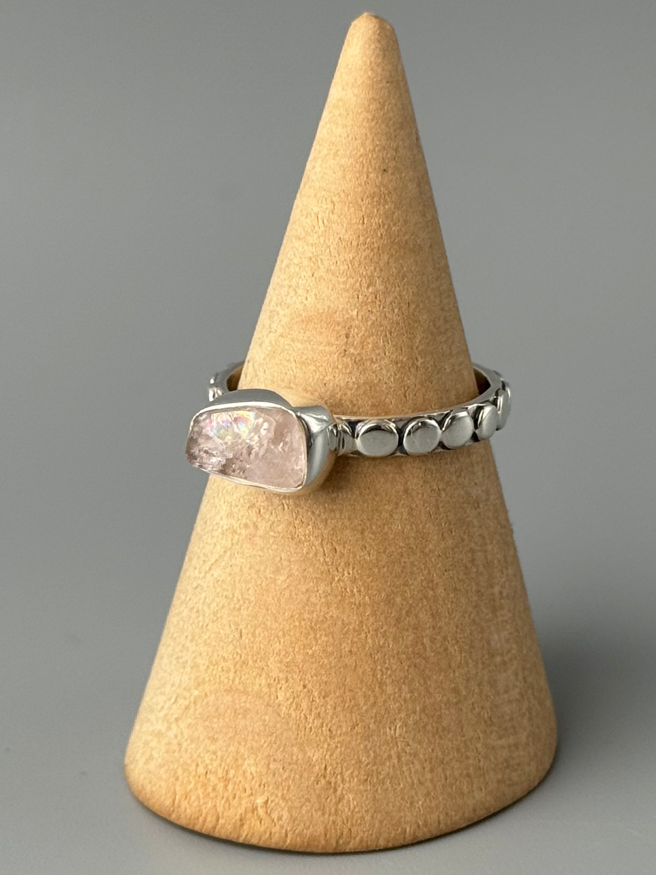 •MORGANITE - NUGGET• flat dotted band silver ring (various sizes)