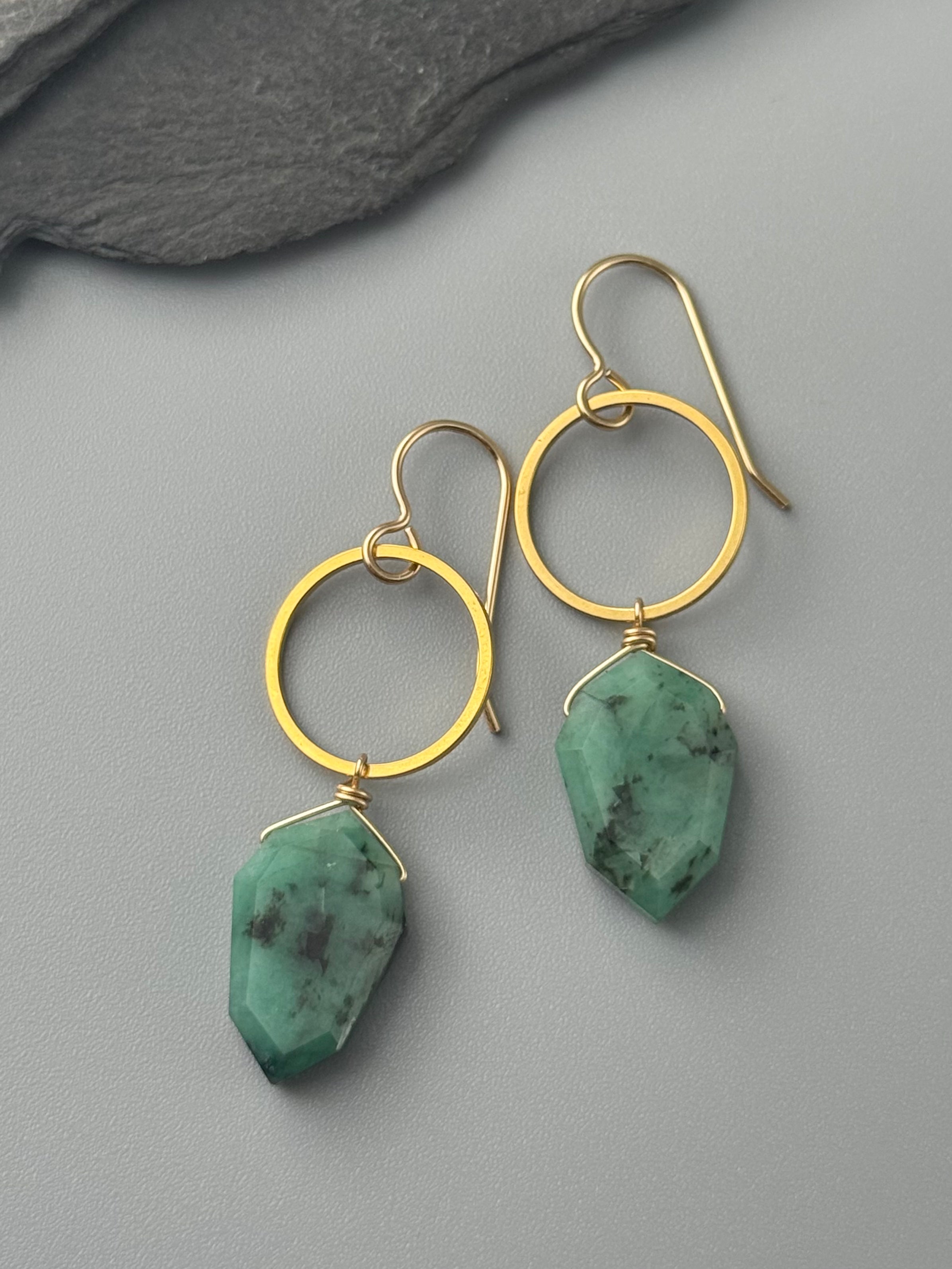•LUNA• emerald + gold earrings