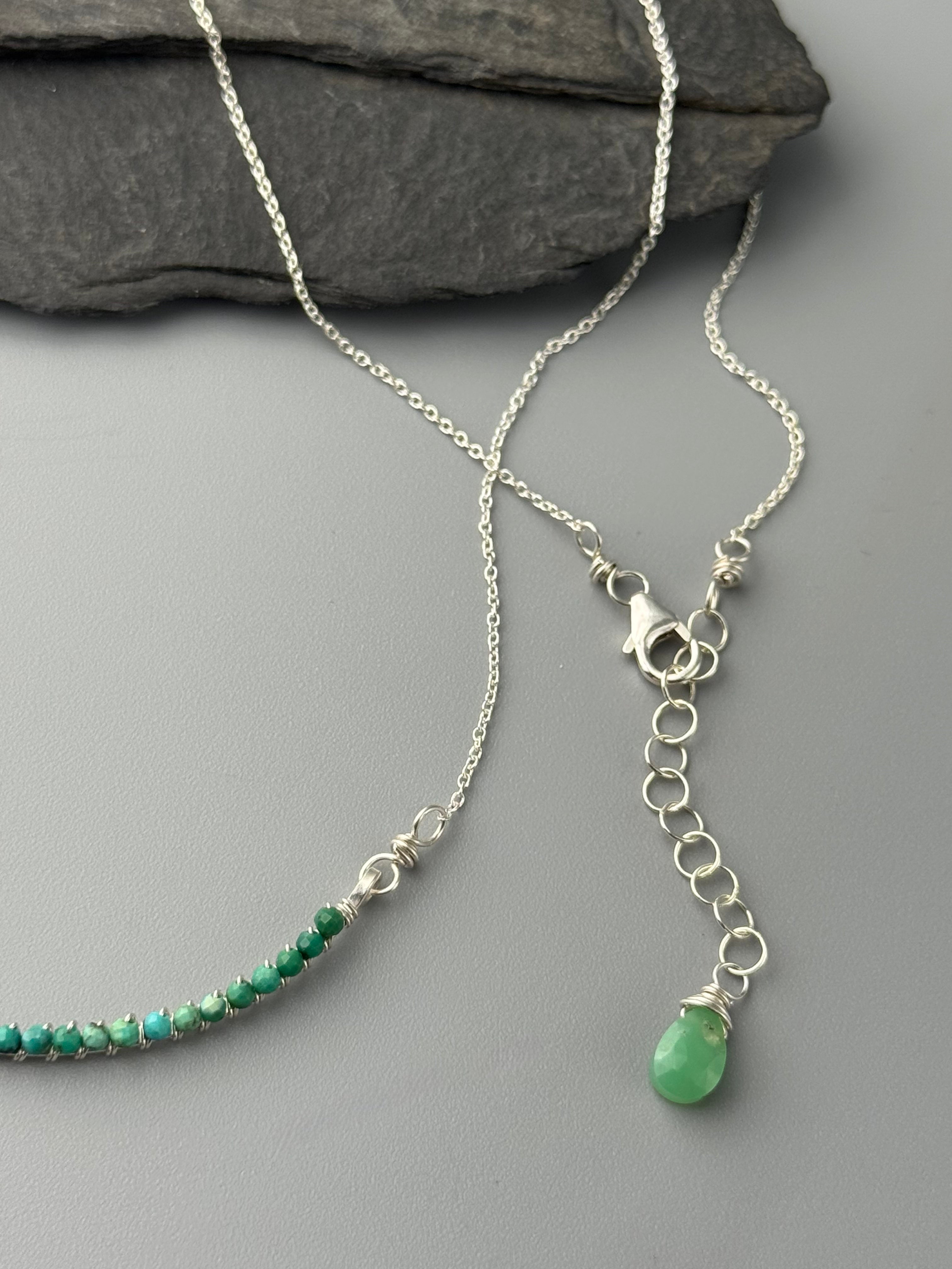 •ADORNED CURVED BAR• turquoise + silver necklace