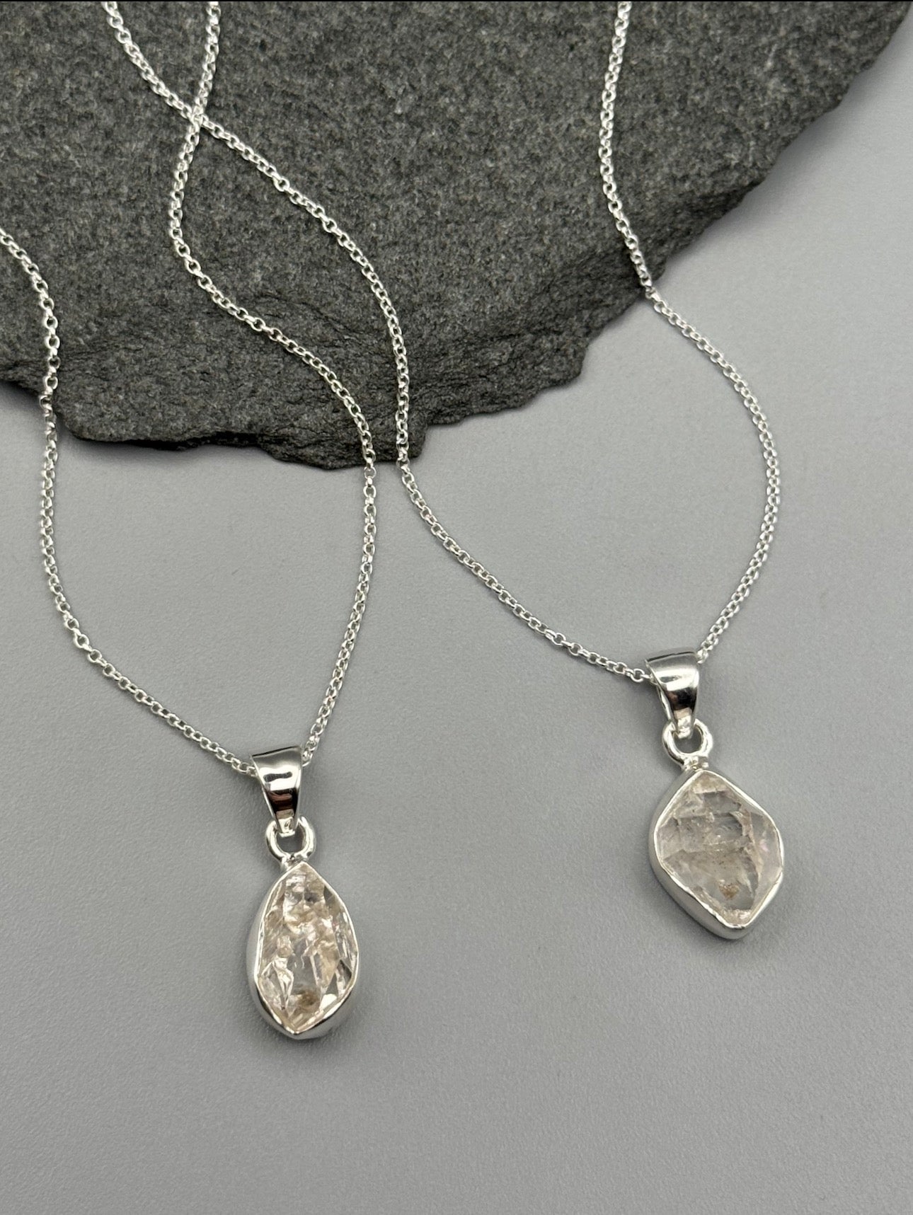 •HERKIMER DIAMOND - NUGGET• sterling silver necklace (18" long)