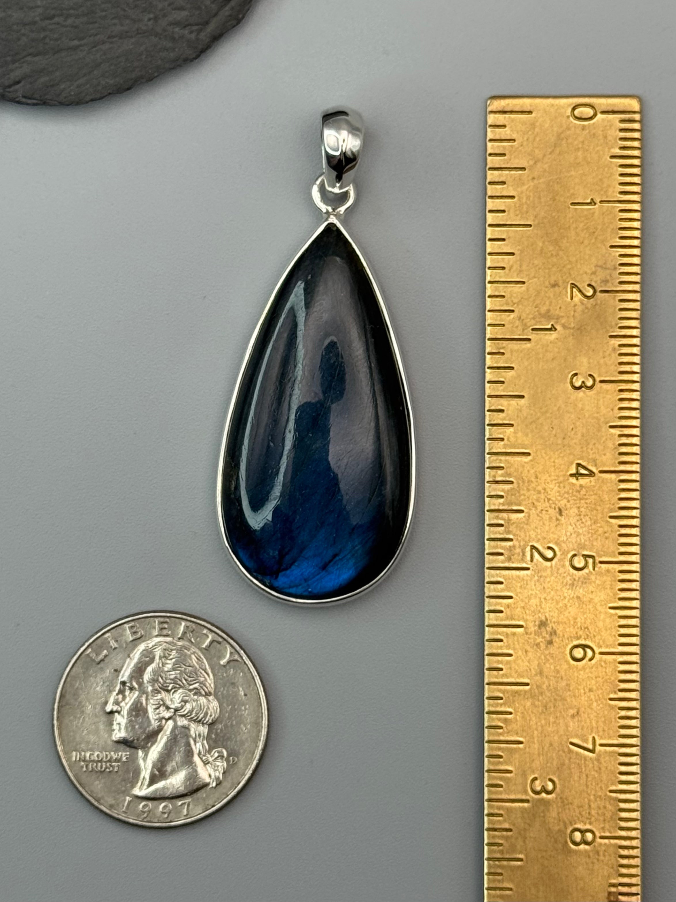 •LABRADORITE - SLENDER TEAR• sterling silver pendant