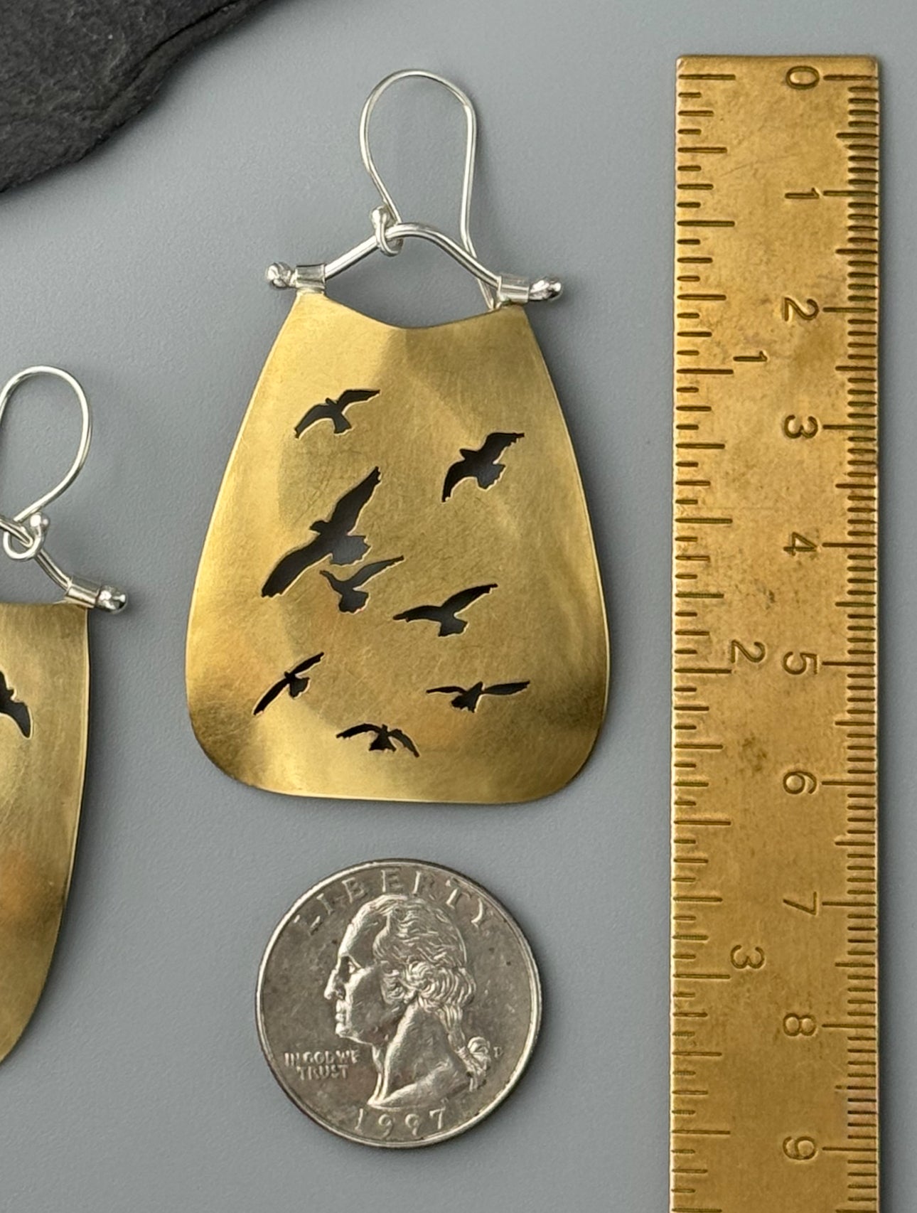 •FLOCK YEAH• bird silhouette + mixed metal dangle earrings