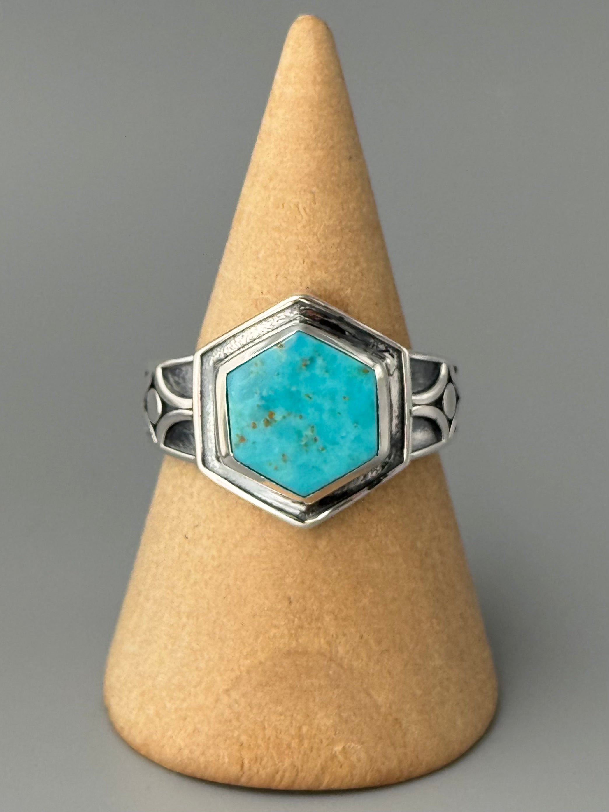 •MEXICAN TURQUOISE - HEX SIGNET• sterling silver ring (various sizes)