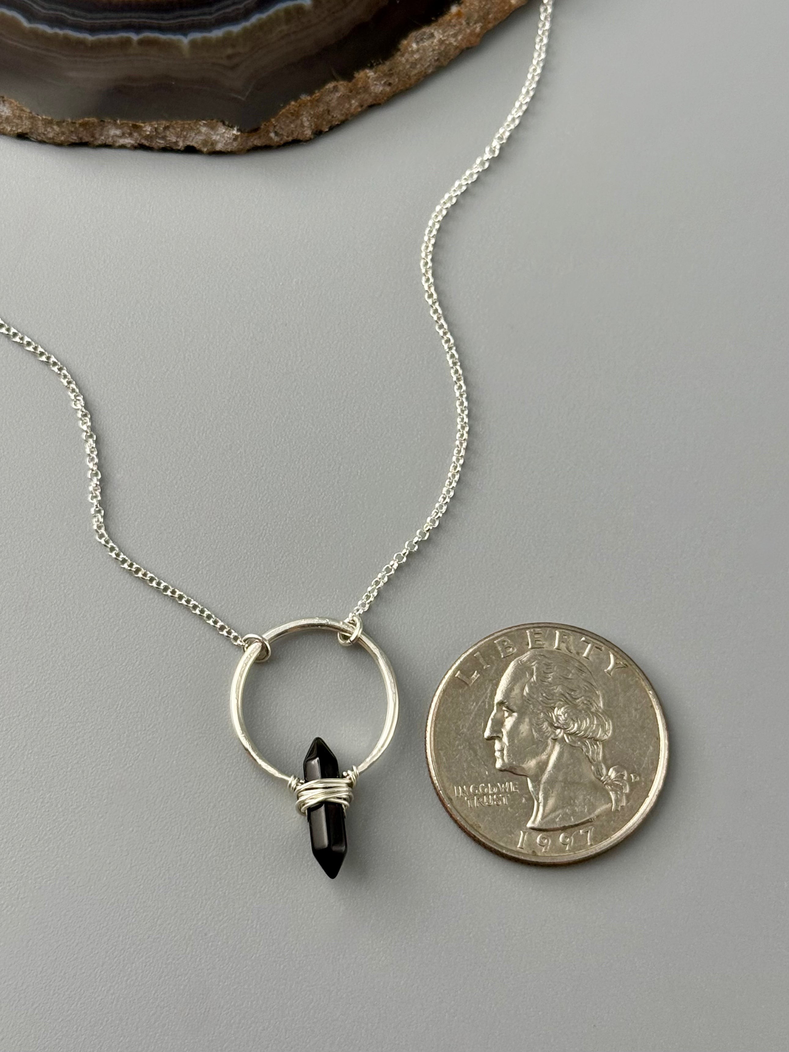 •CREST• obsidian + silver necklace (various lengths)