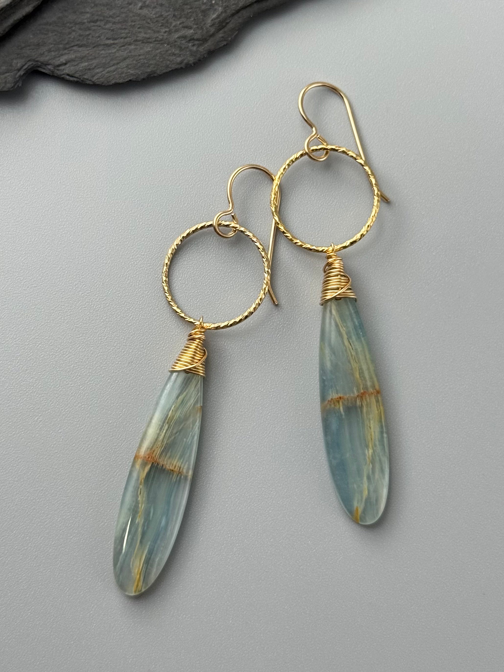 •LUNA• blue calcite + gold earrings