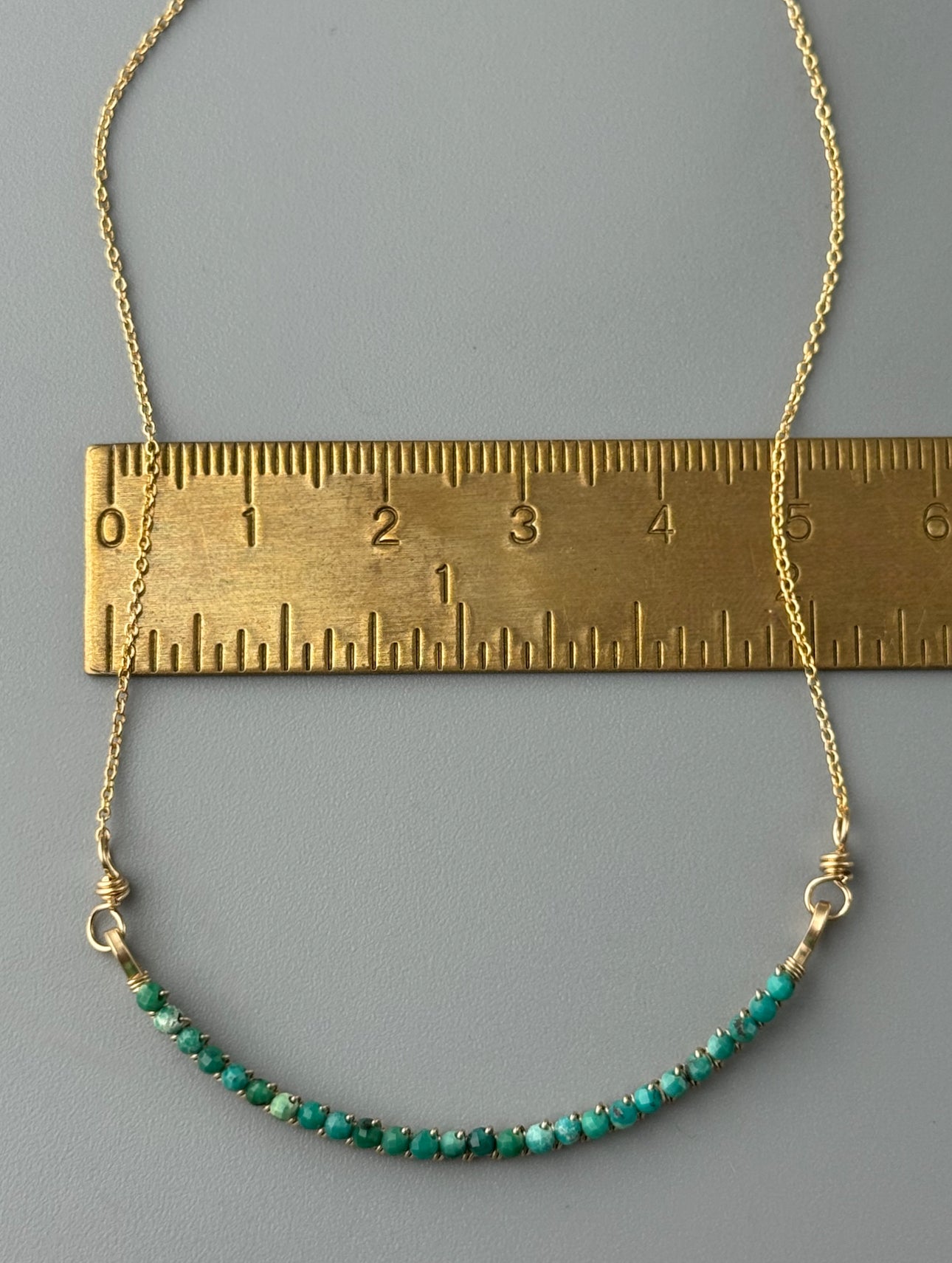•ADORNED CURVED BAR• turquoise + gold necklace