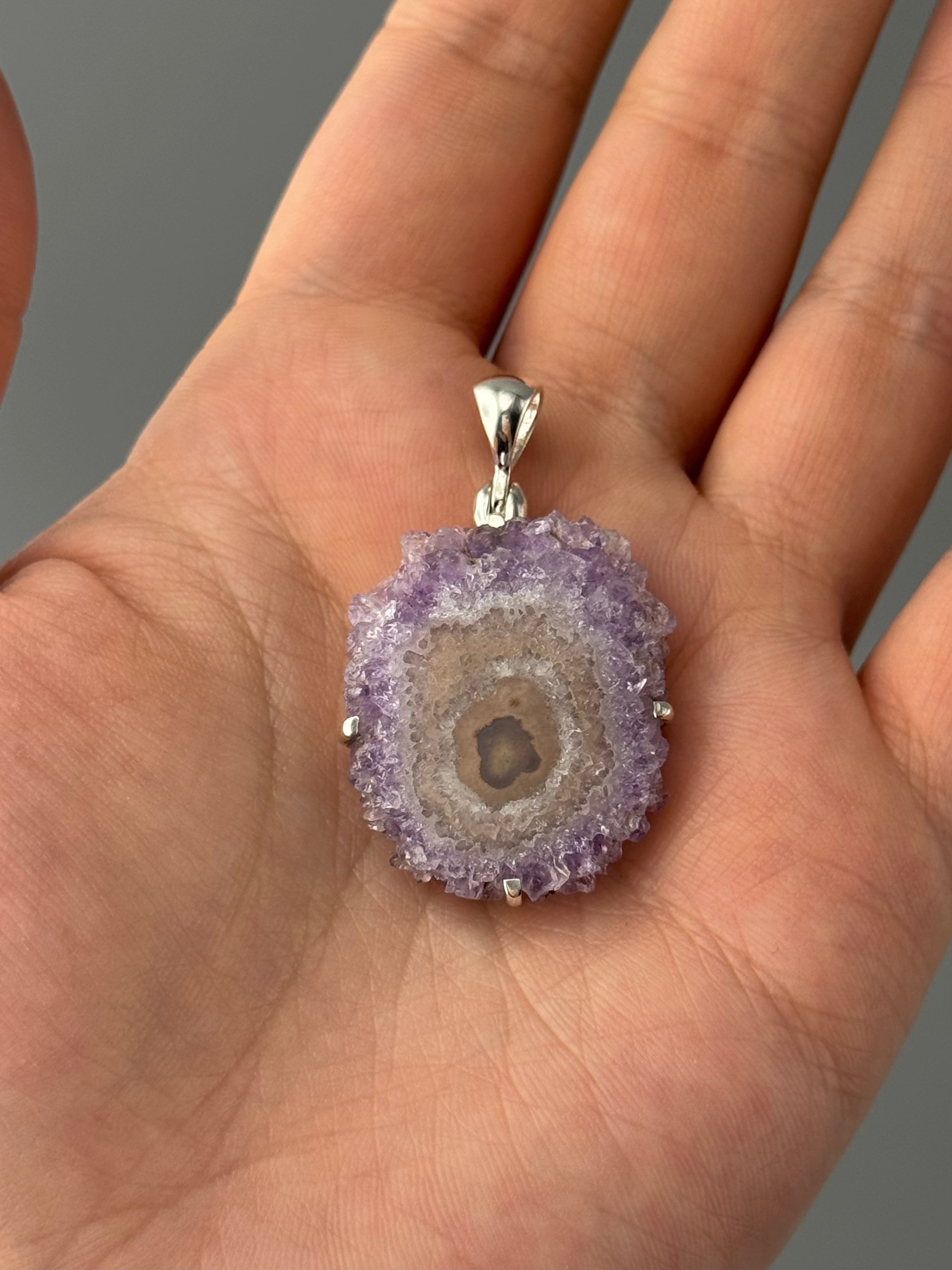 •AMETHYST STALACTITE• prong set silver pendant