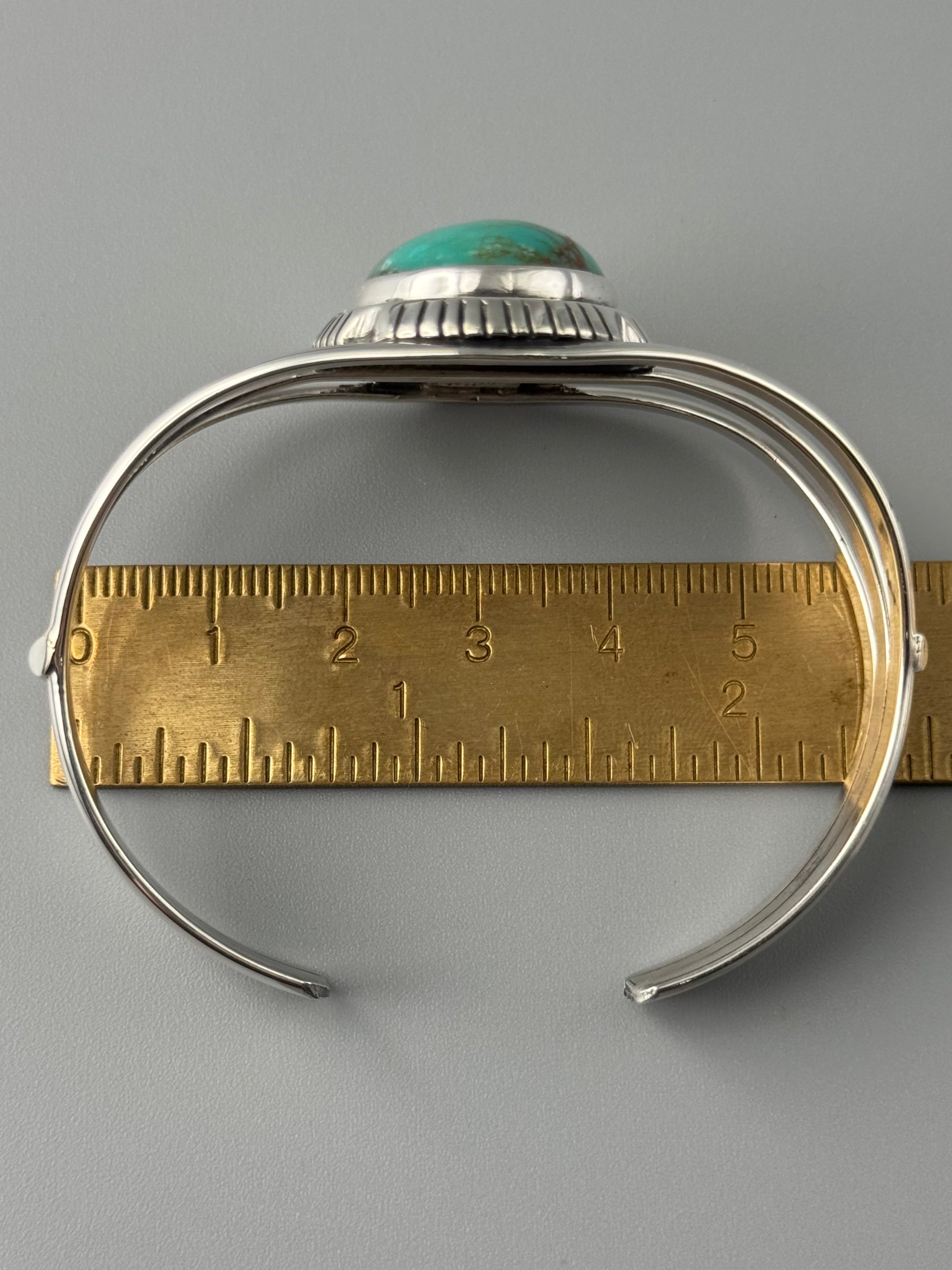 •KINGMAN TURQUOISE - ATSAH• Navajo sterling silver cuff bracelet (6.75" +/-)
