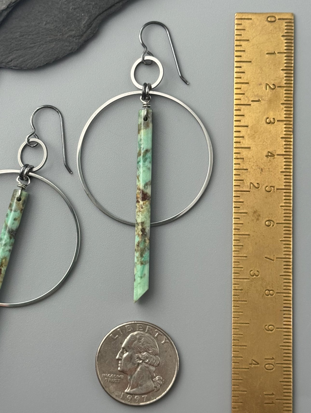 •EQUA-ORBIT• african turquoise + silver earrings