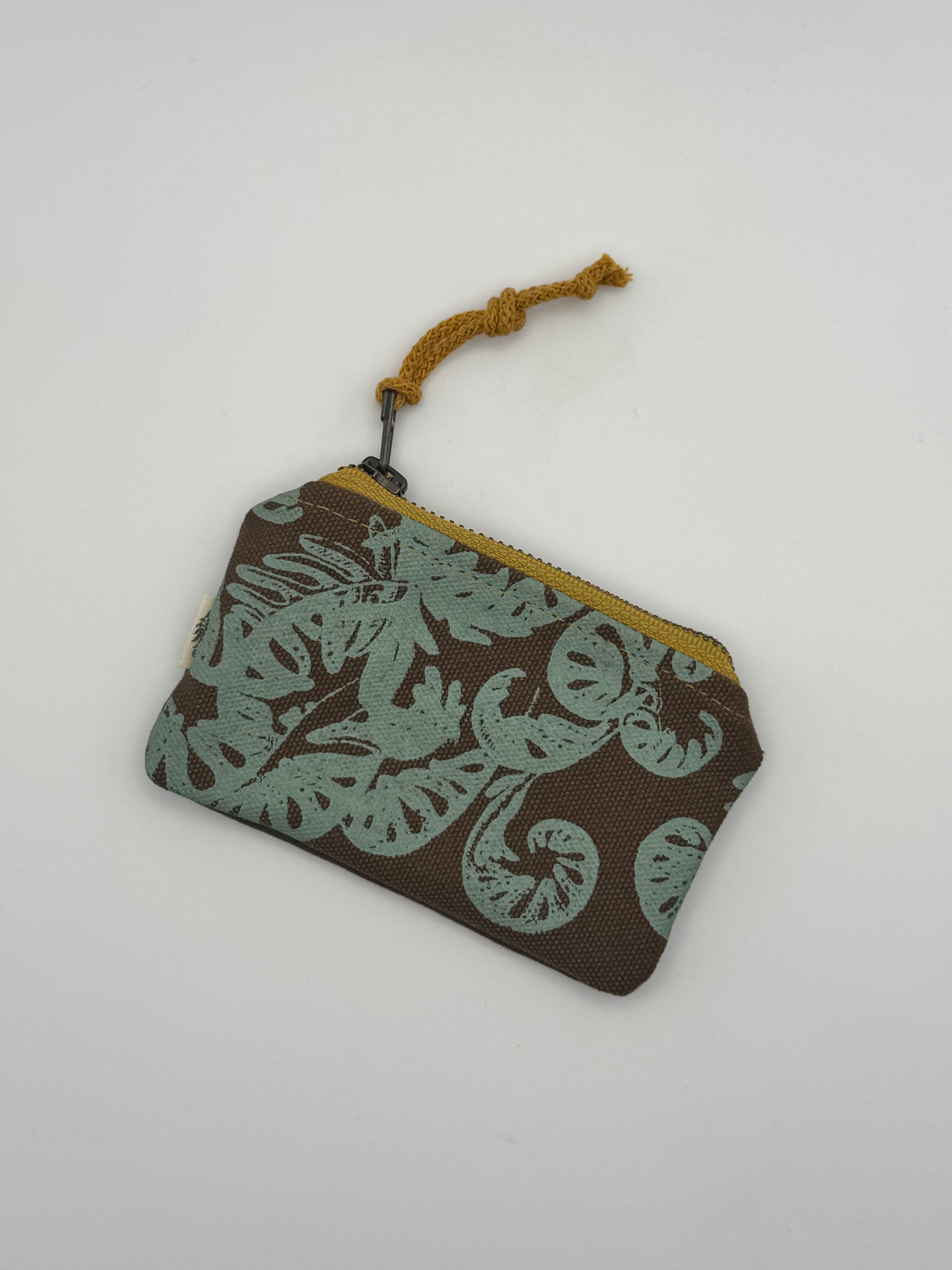 •CARD POUCH - FERNS• waxed canvas bag