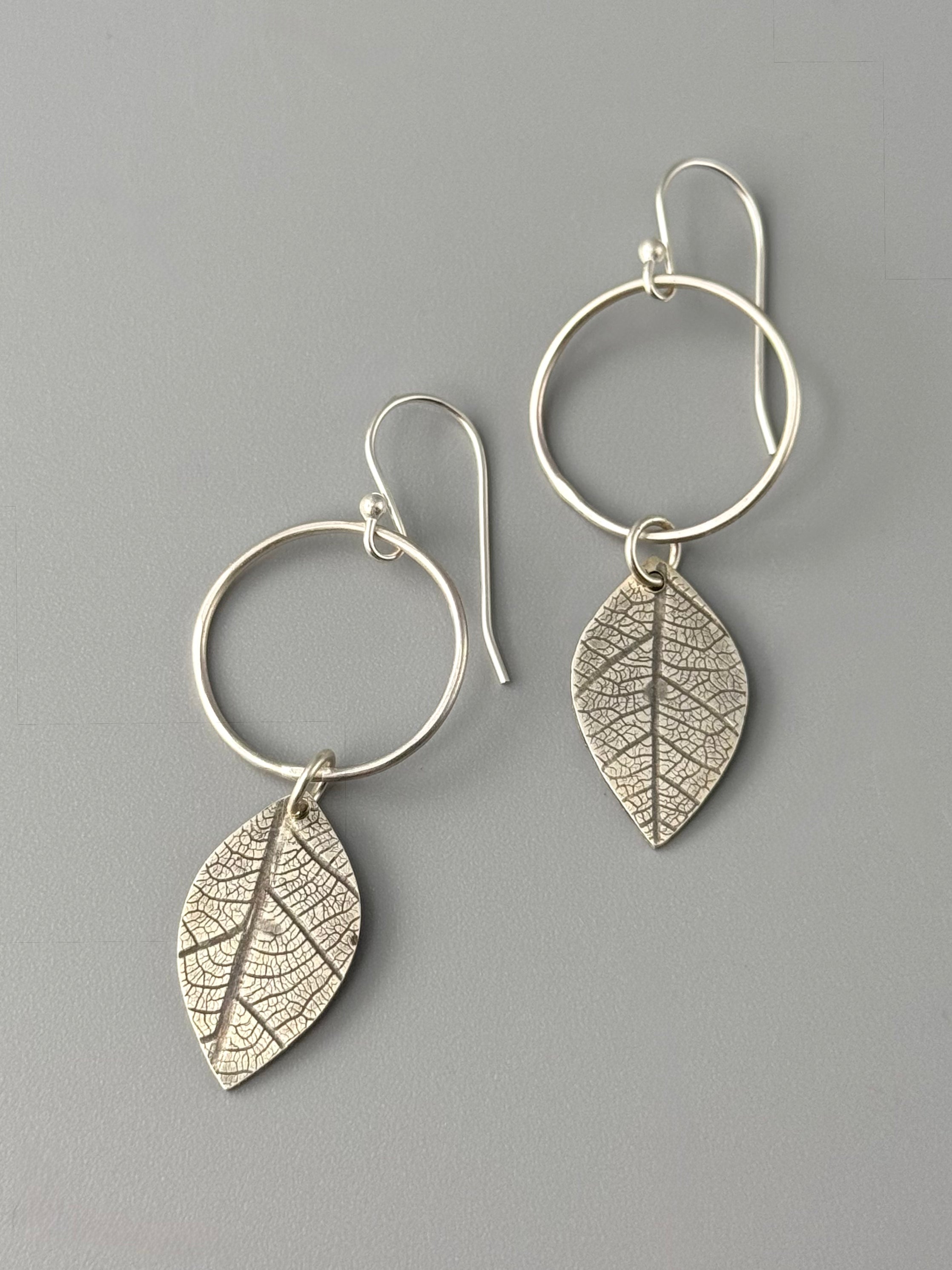 •LEAF MOON• silver dangle earrings