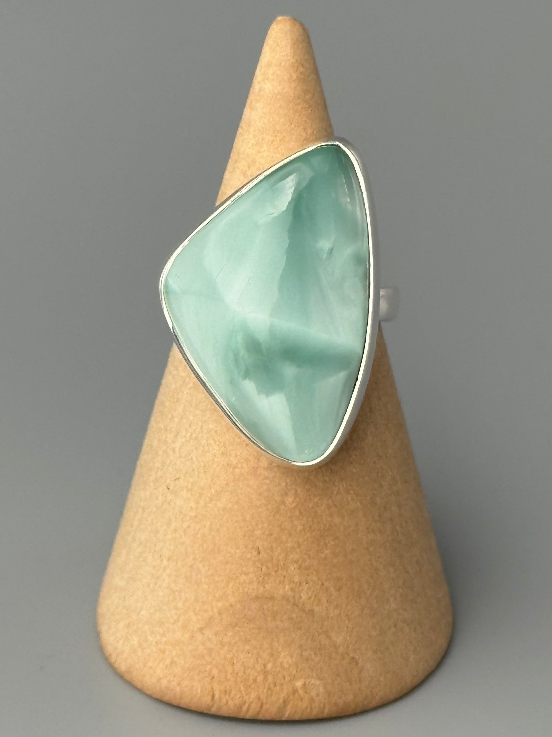•HEMIMORPHITE - FREEFORM• simple bezel silver ring (size 6)