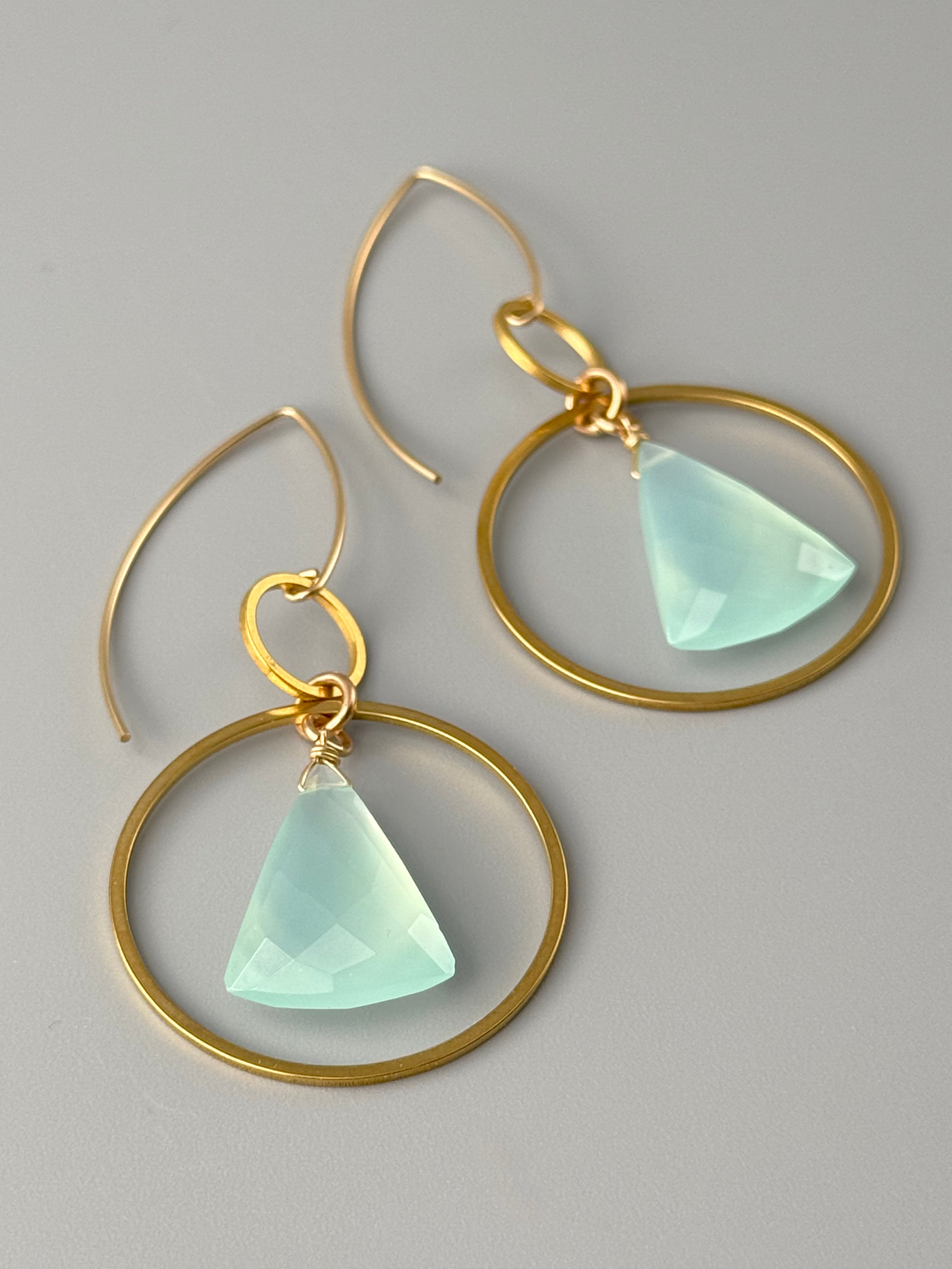 •EQUA-ORBIT• aqua chalcedony + gold earrings