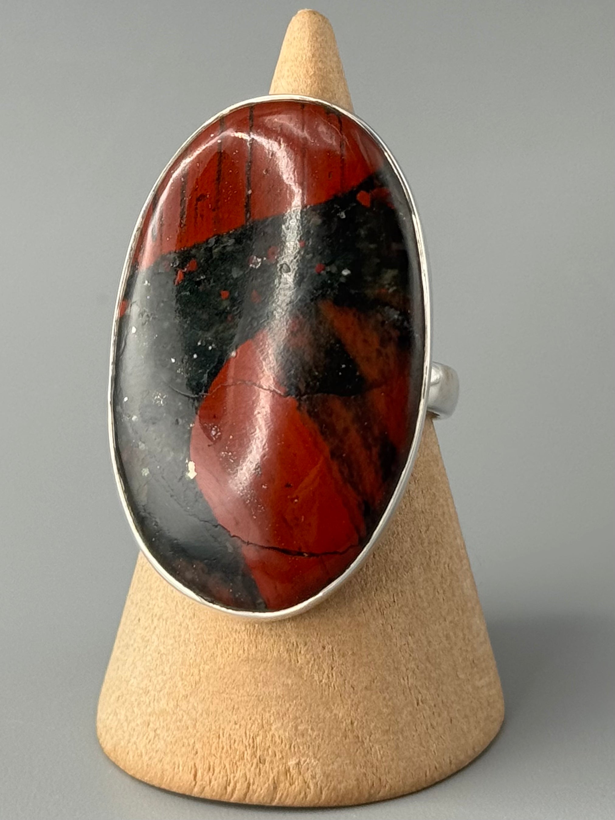•AFRICAN BLOODSTONE - OVAL• sterling silver ring (various sizes)