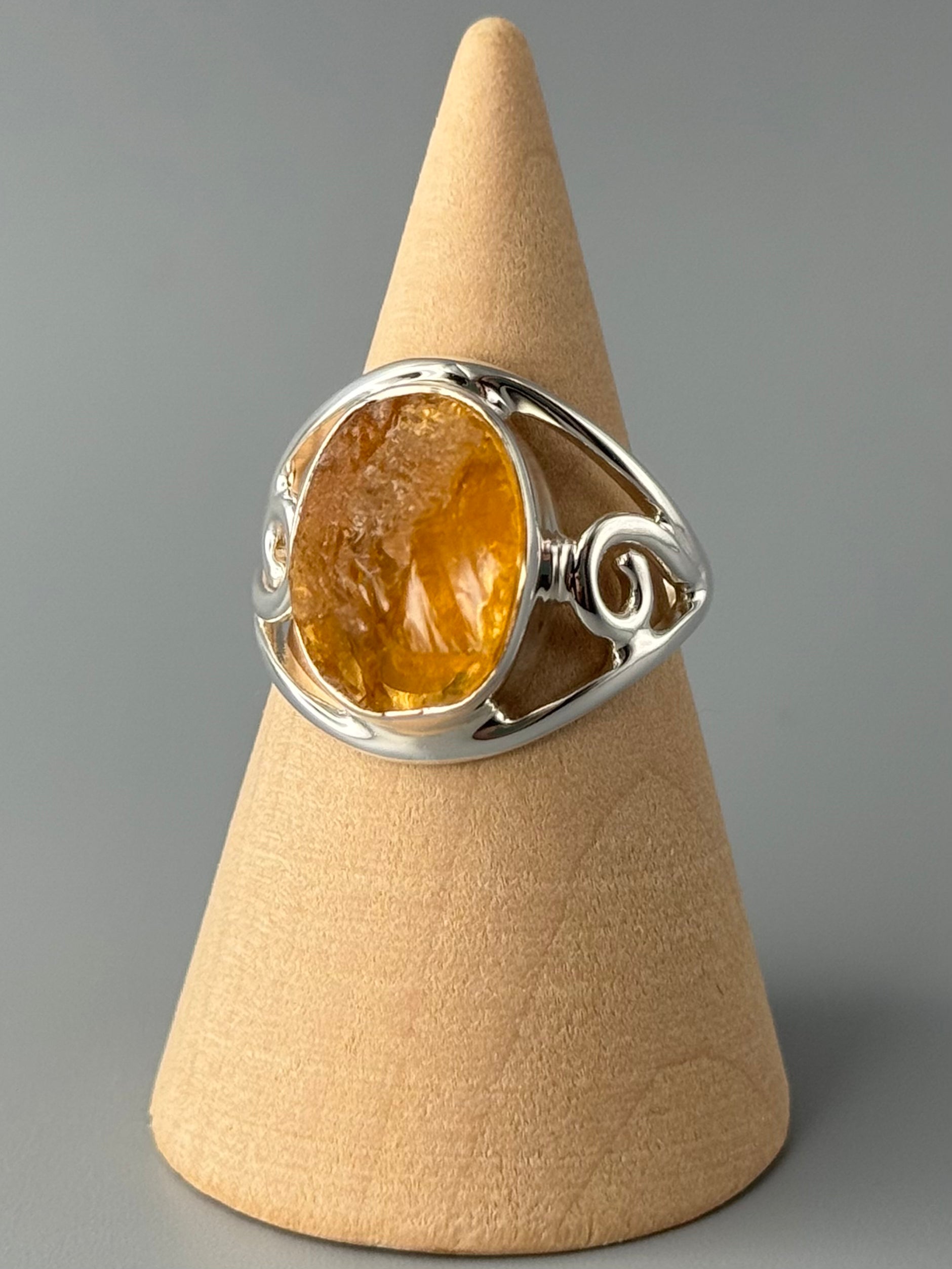•CITRINE - CLARA• decorative band silver ring (various sizes)