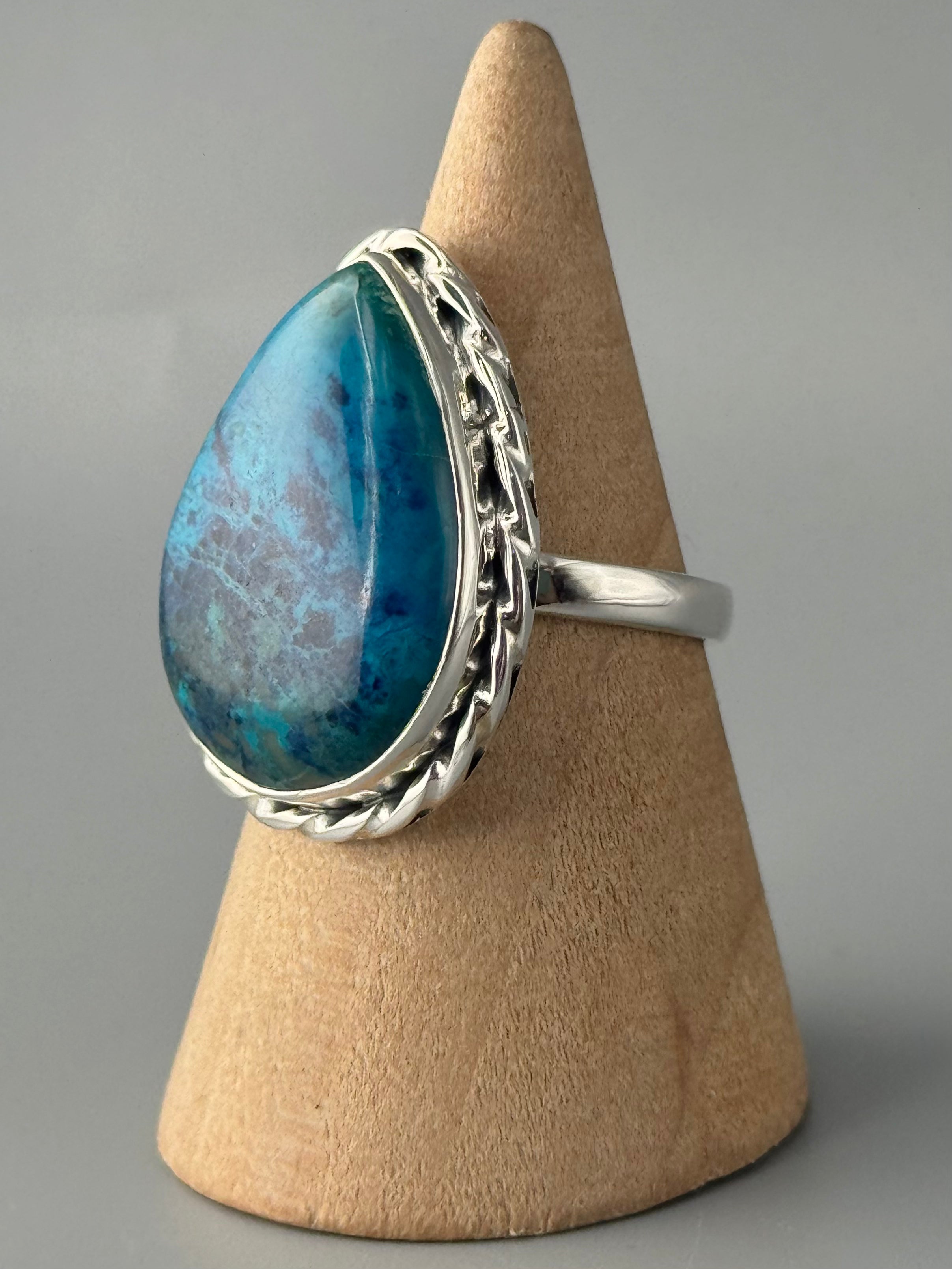 •SHATTUCKITE - TWINE TEAR• sterling silver ring (size 8)