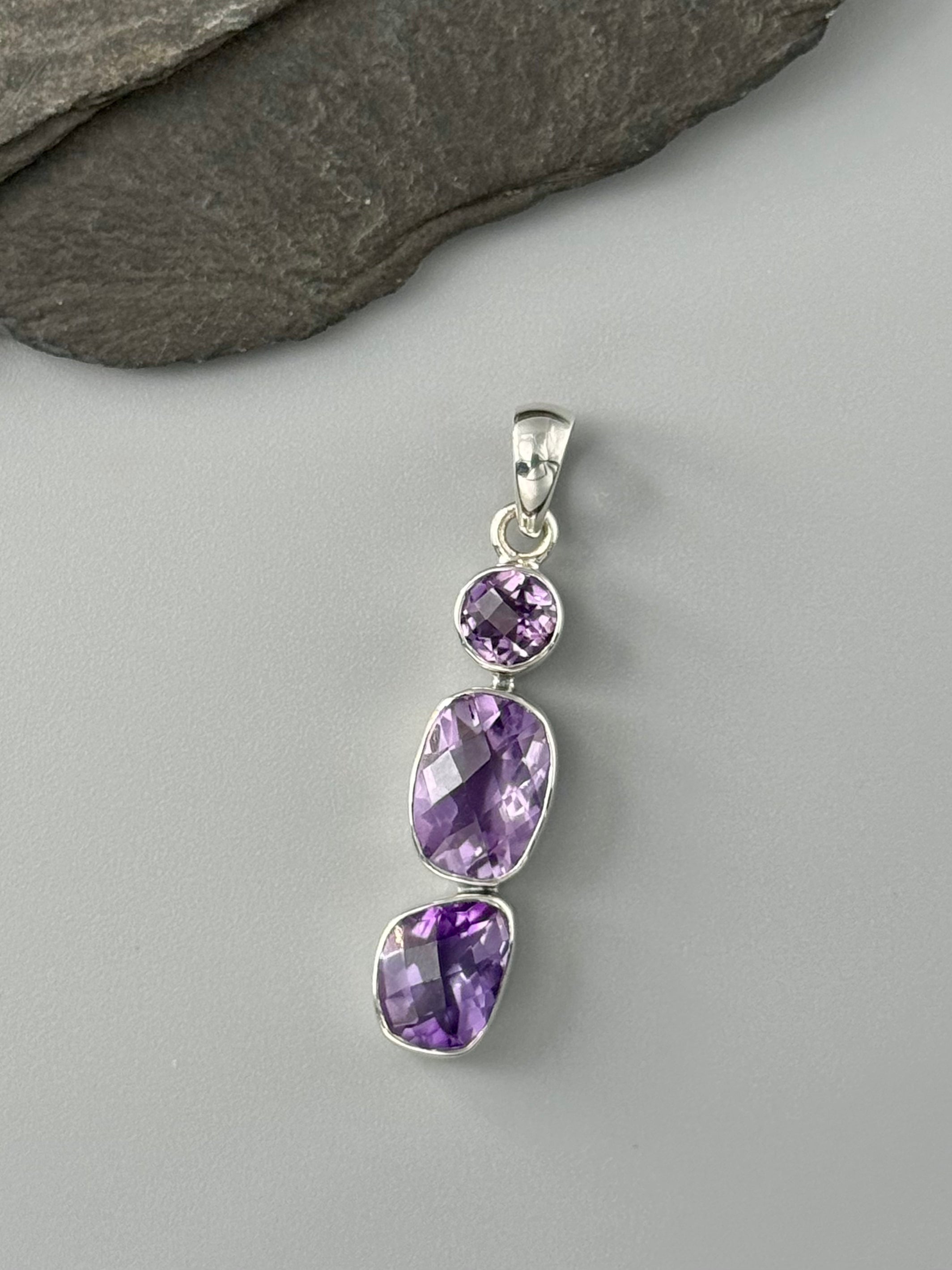 •AMETHYST - CAIRN• sterling silver pendant