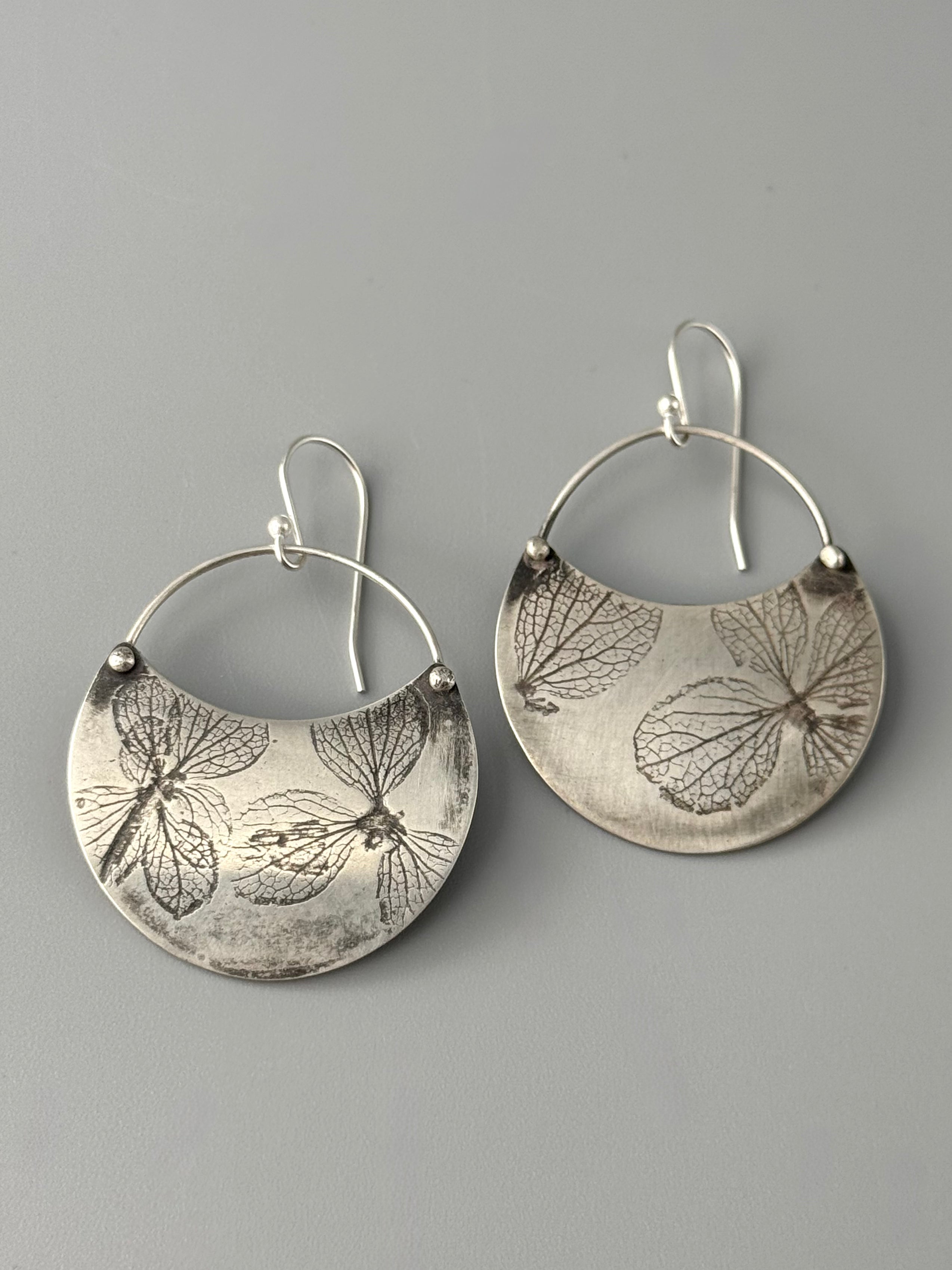 •HYDRANGEA CRESCENT• silver dangle earrings