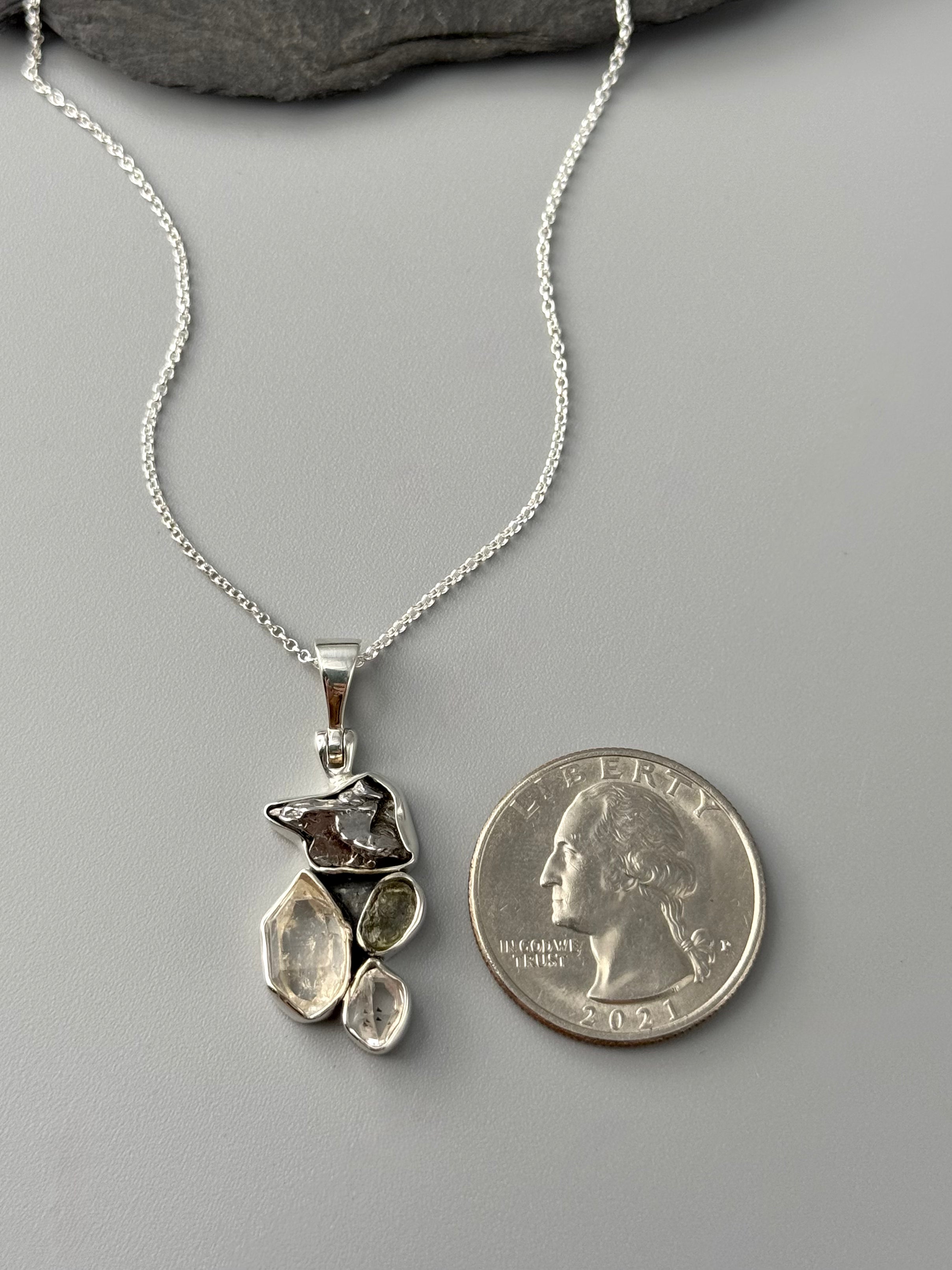•LIL' QUAD CLUSTER• multi-stone sterling silver necklace (18" long)