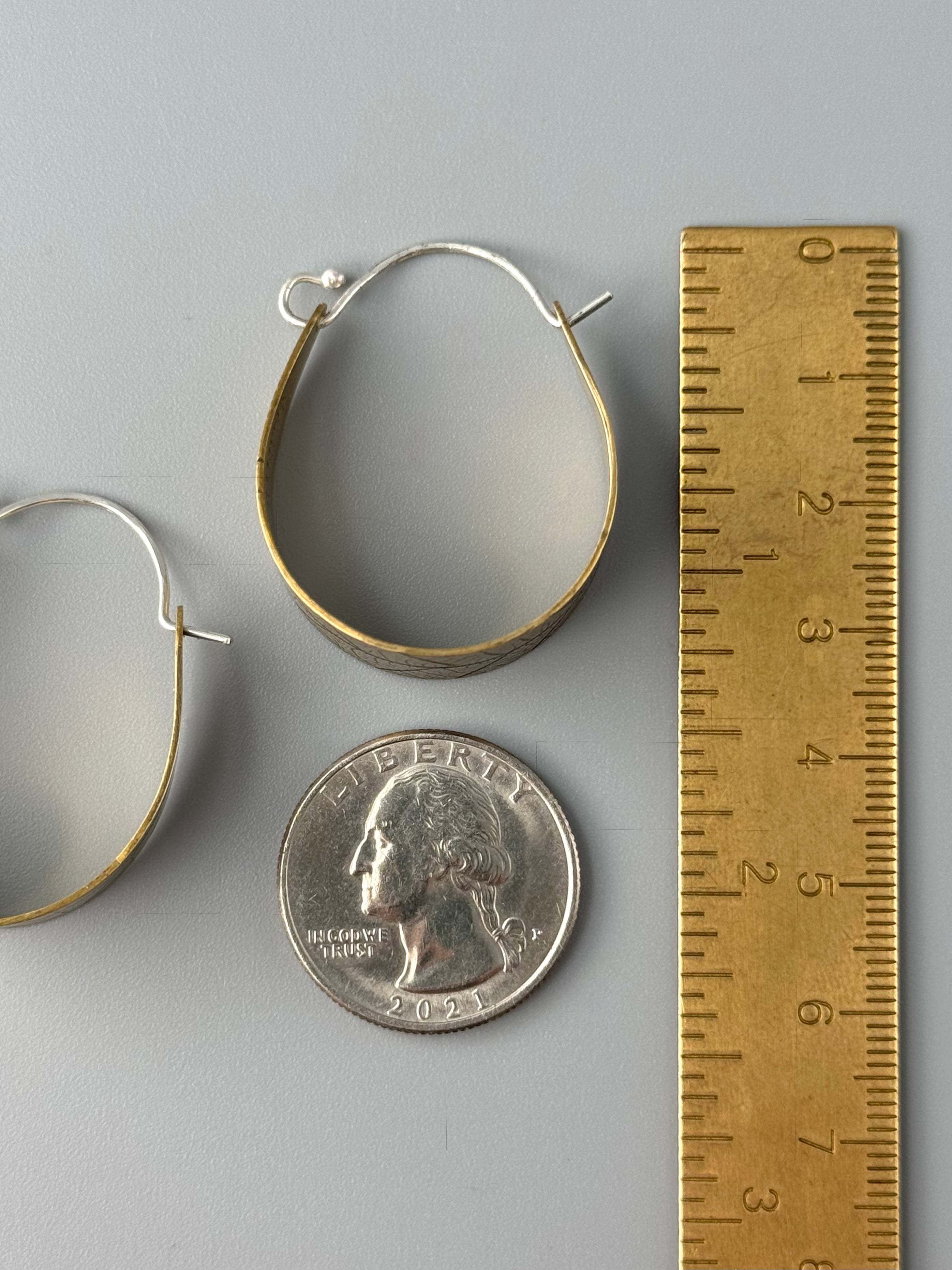 •LEAF HOOPS• mixed metal hoop earrings