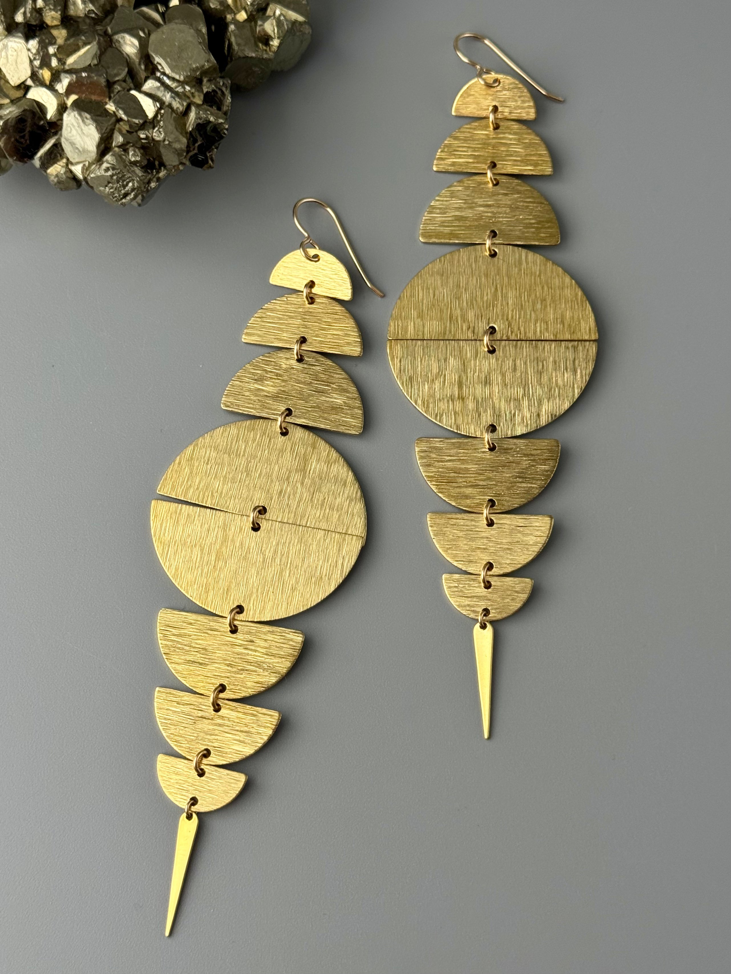 •MOON STACK - JUMBO• gold dangle earrings