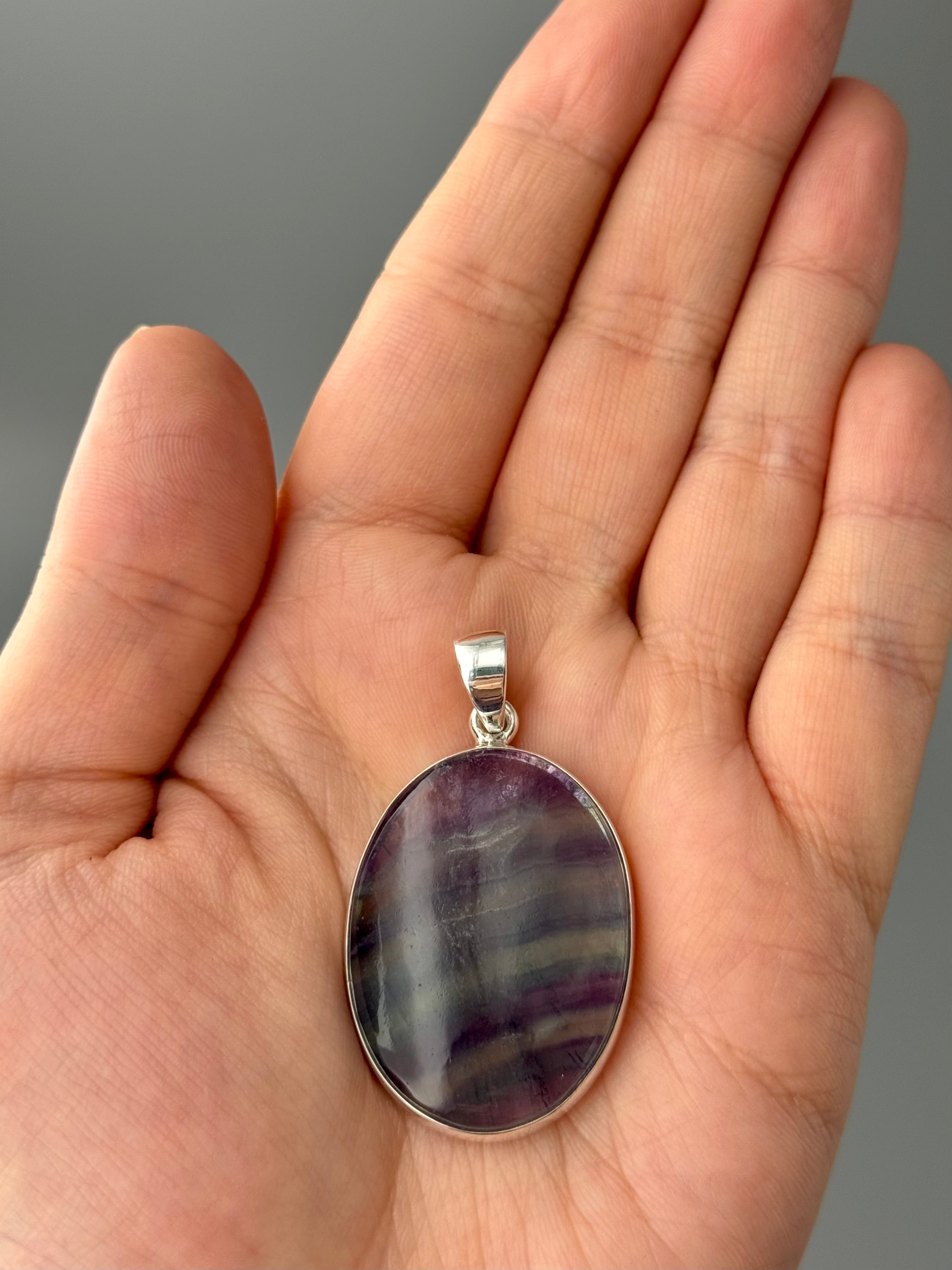 •FLUORITE OVAL - 3• sterling silver pendant