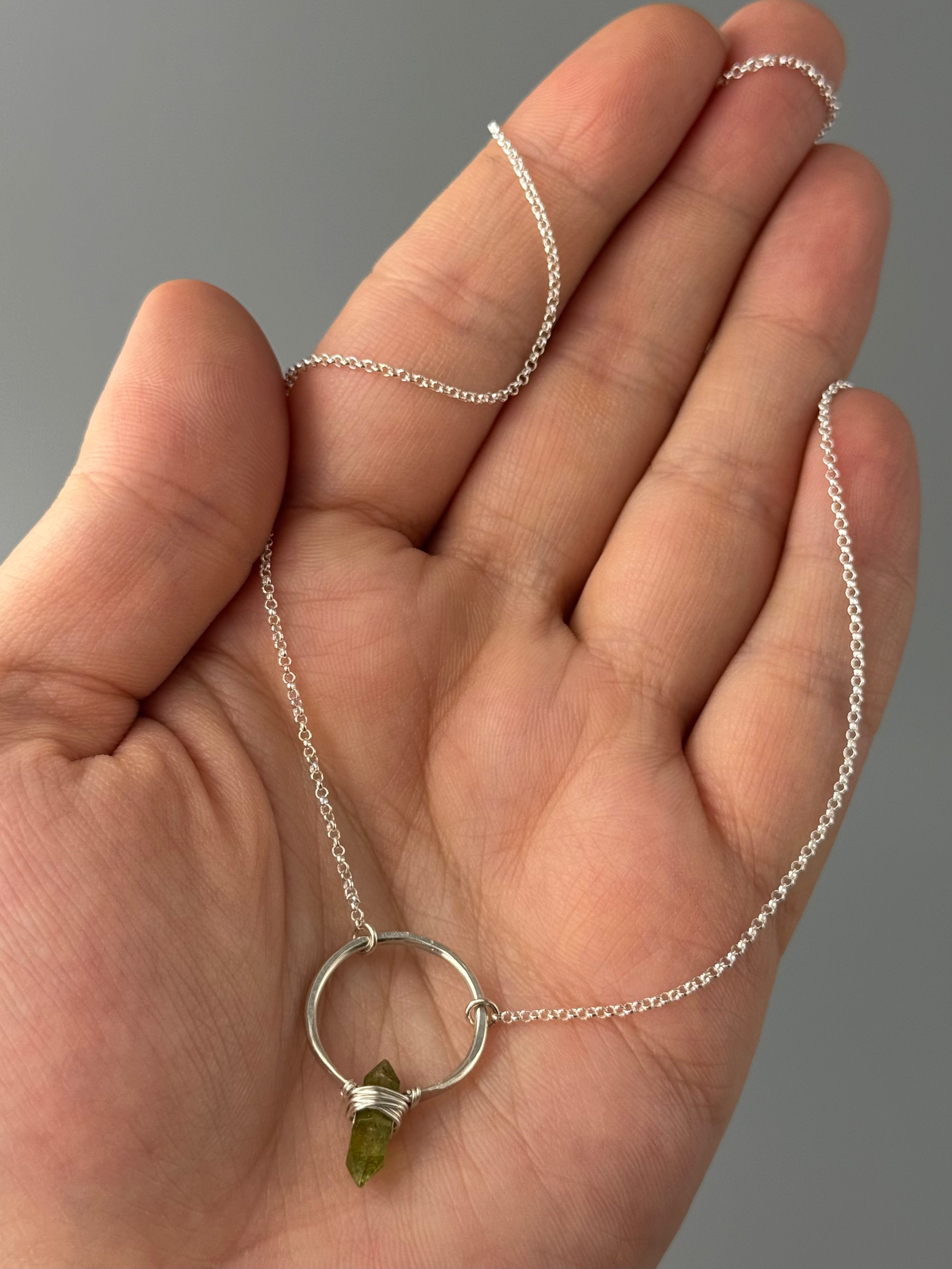 •CREST• peridot + silver necklace (various lengths)