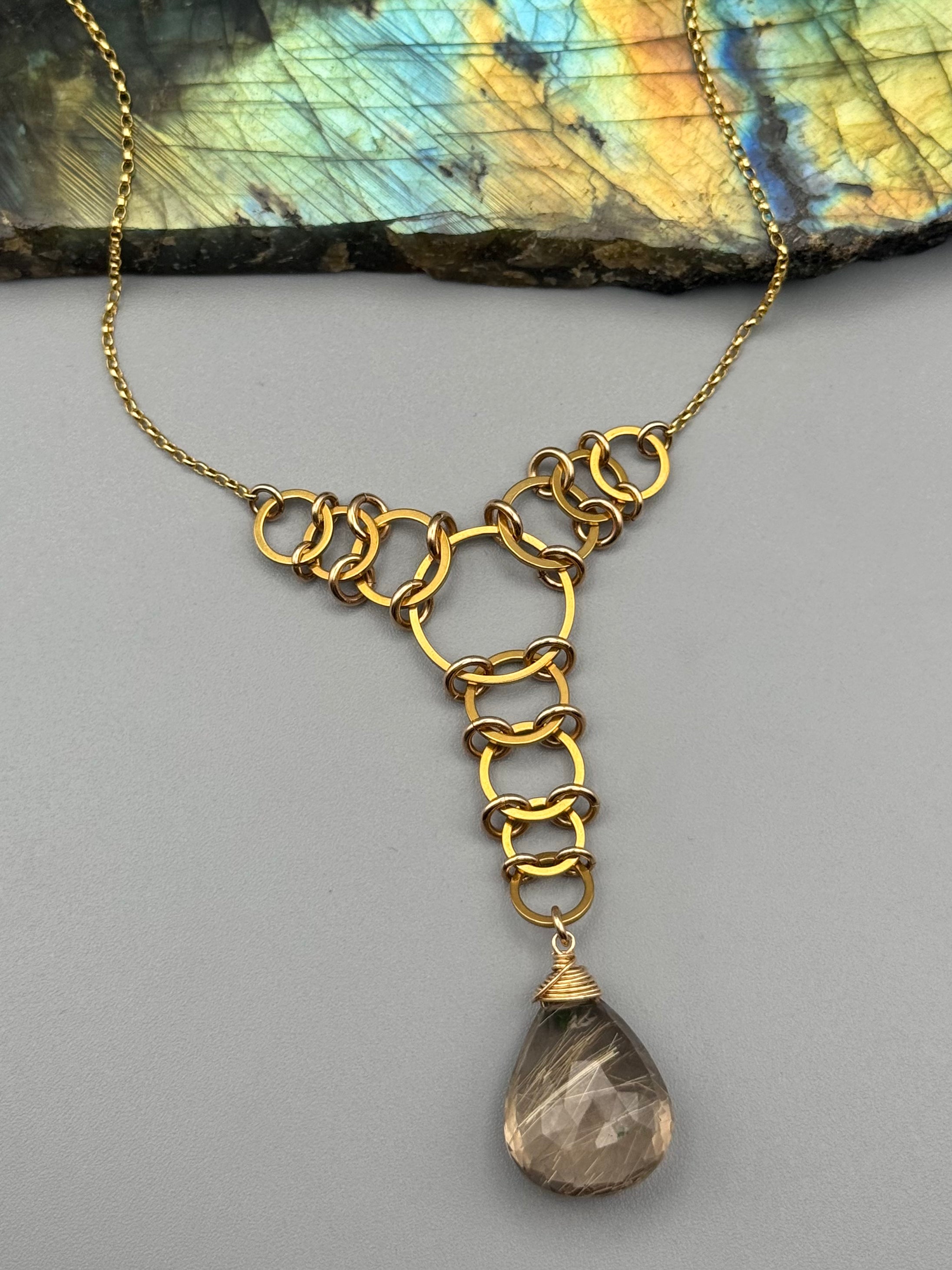 •EOWYN• rutilated quartz + gold necklace (17"-19" long)
