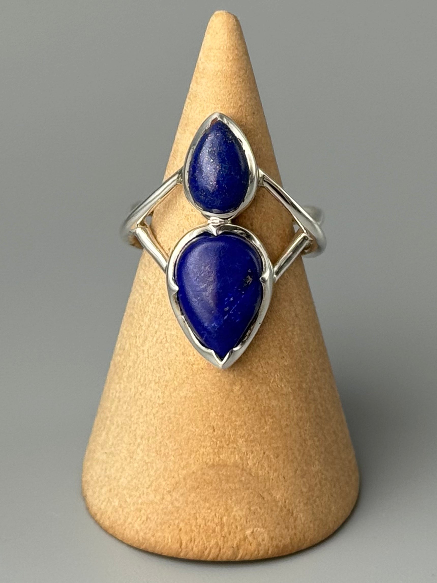 •LAPIS - HOURGLASS• split band silver ring (various sizes)