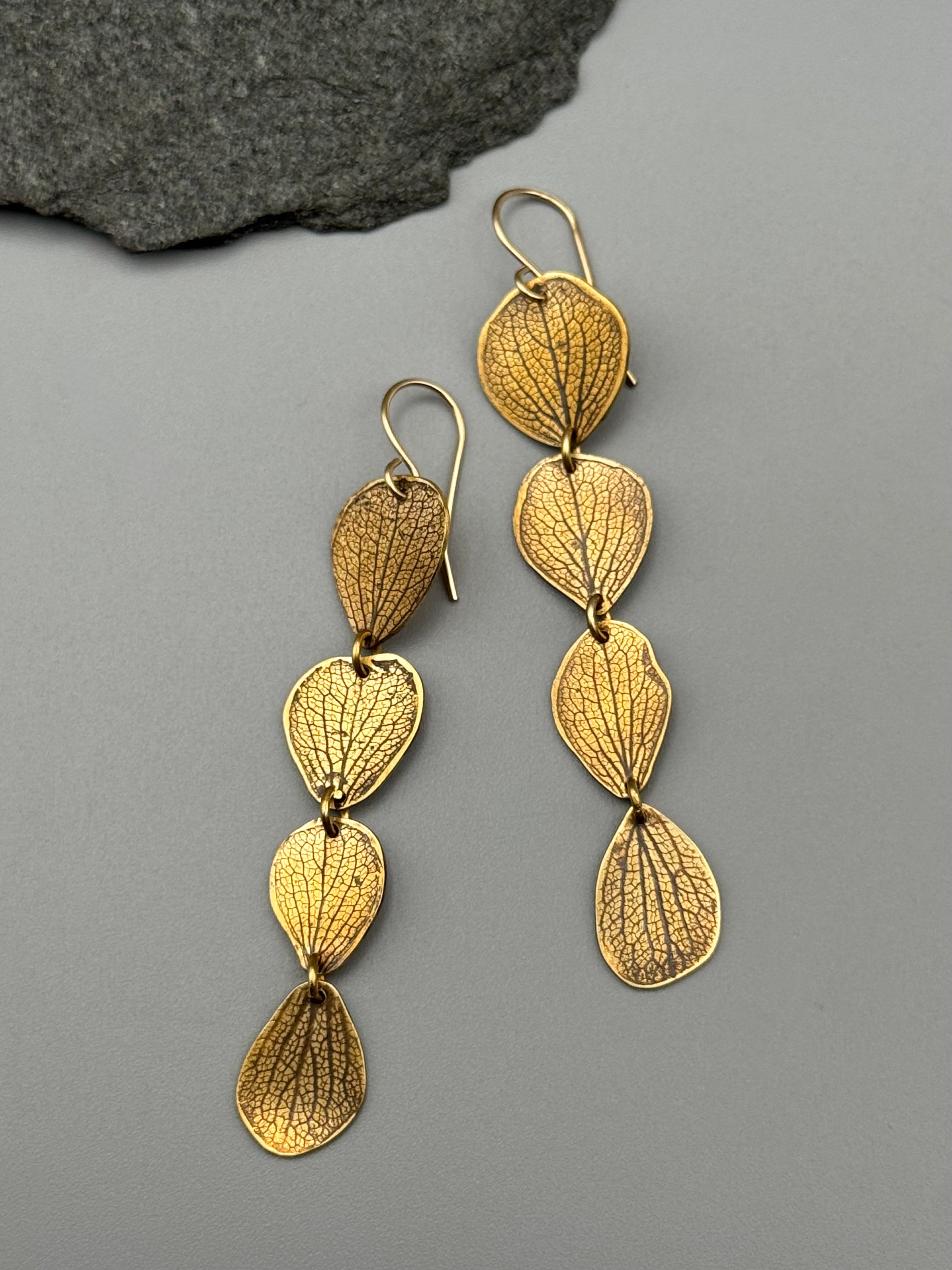 •HYDRANGEA PETALS• gold dangle earrings