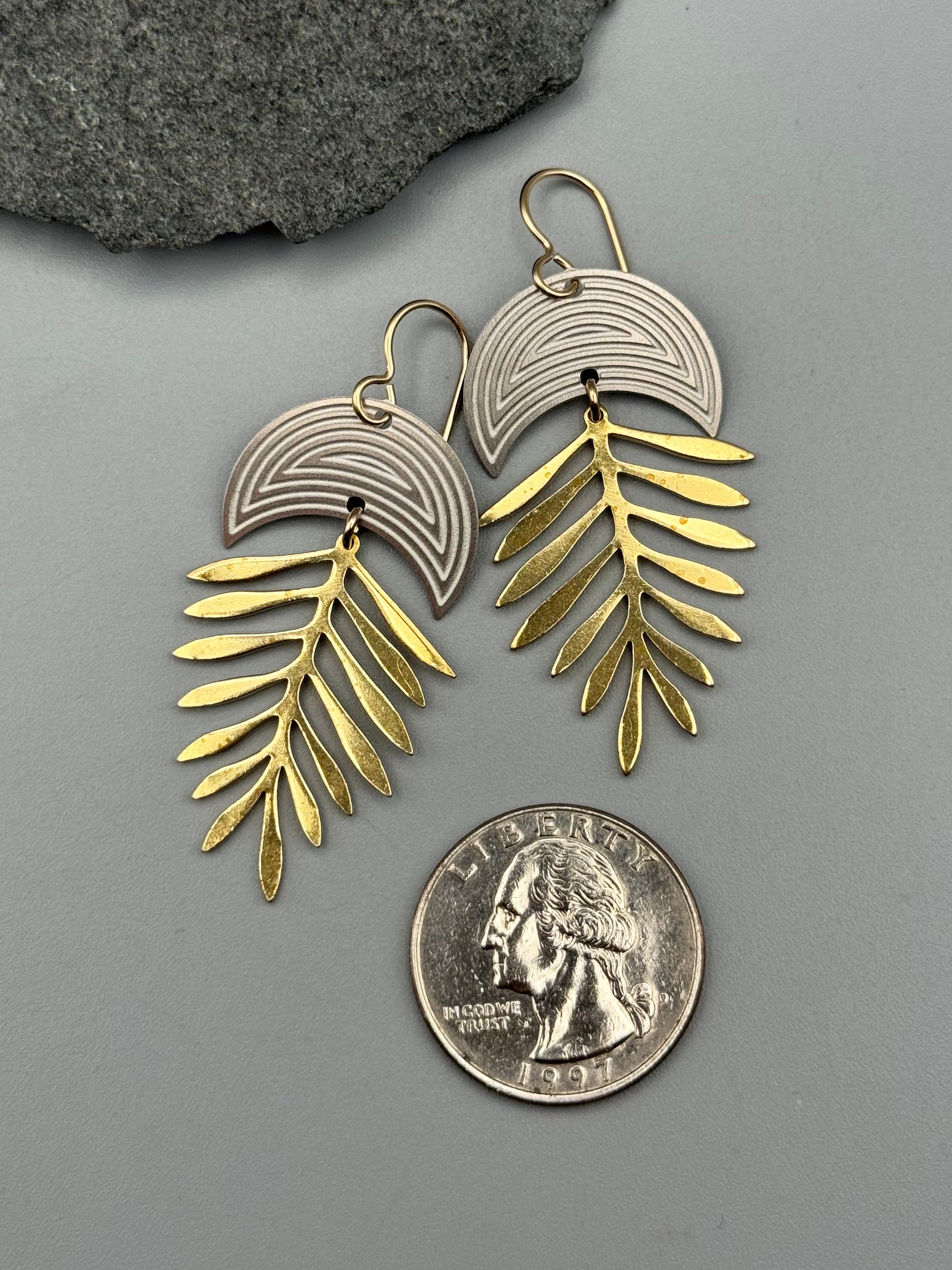 •BOTANICA LUNA• mixed metal dangle earrings