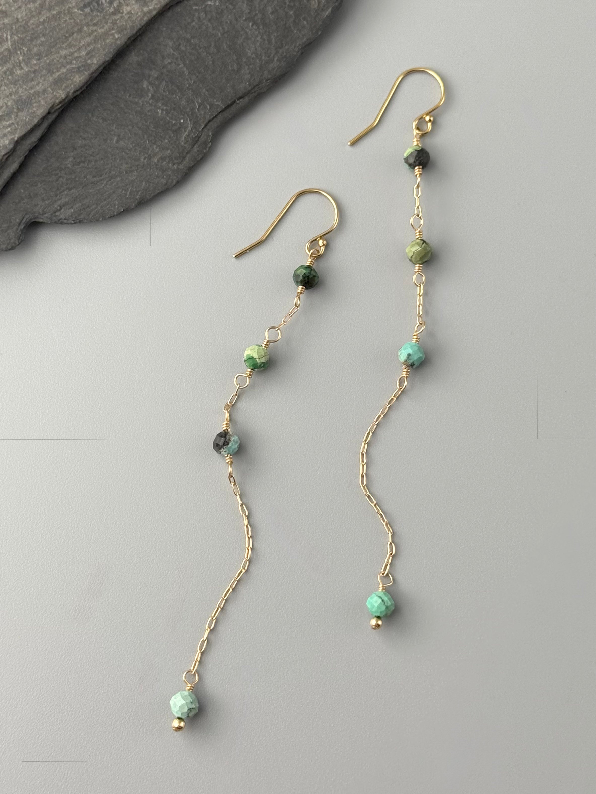 •DRAGON SKIN TURQUOISE• gold dangle earrings