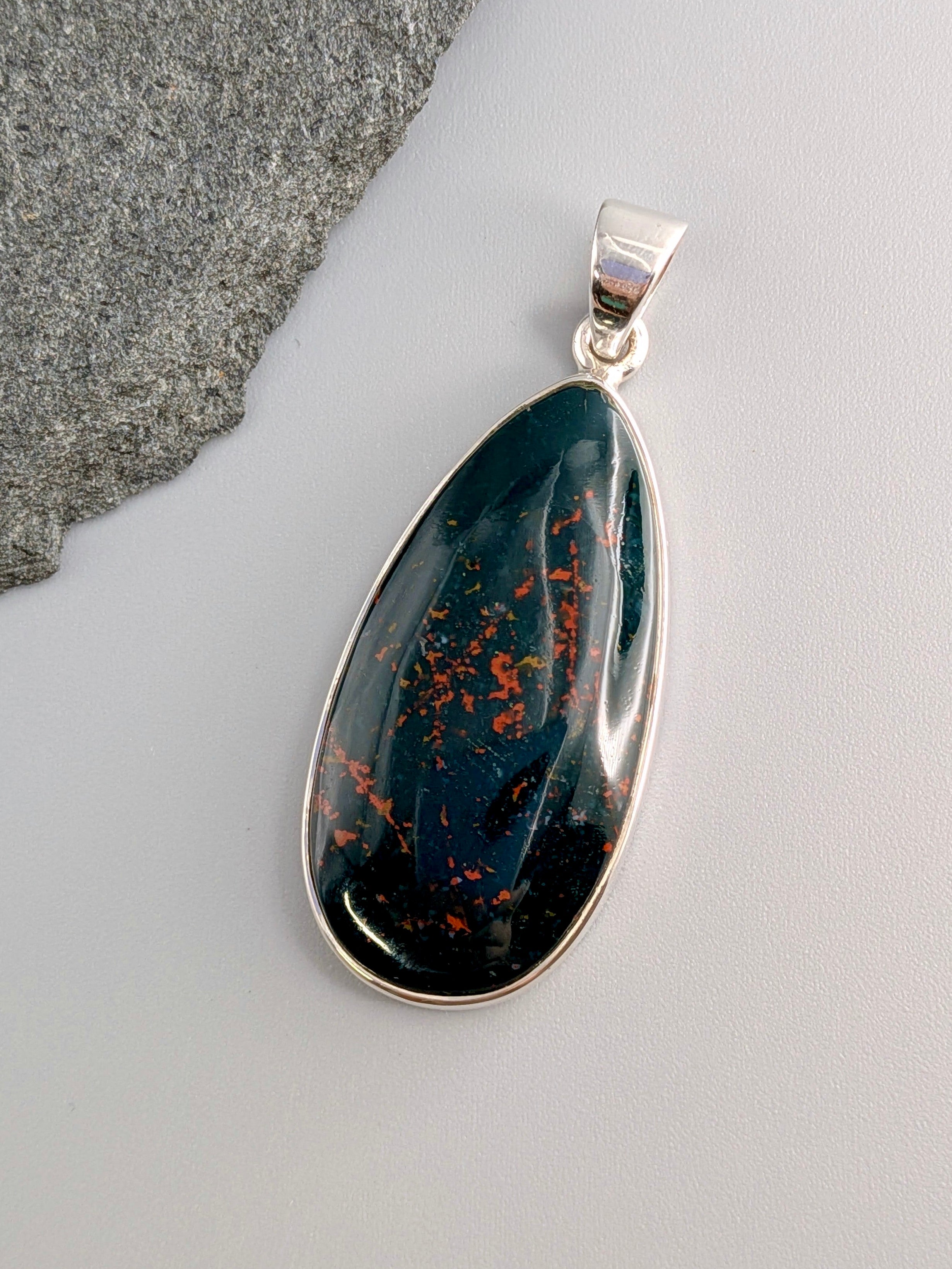 •BLOODSTONE TEARDROP - 1• sterling silver pendant