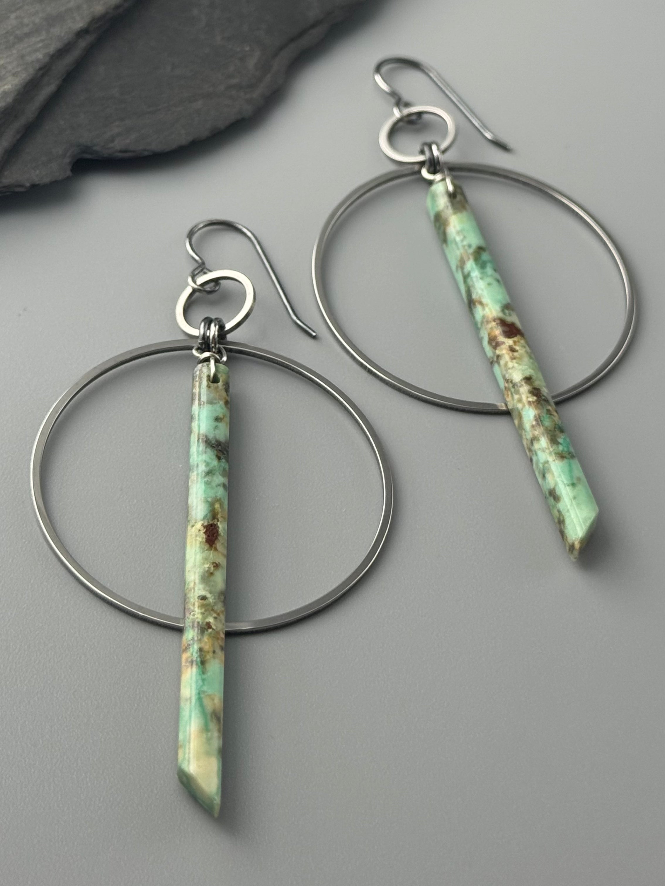 •EQUA-ORBIT• african turquoise + silver earrings