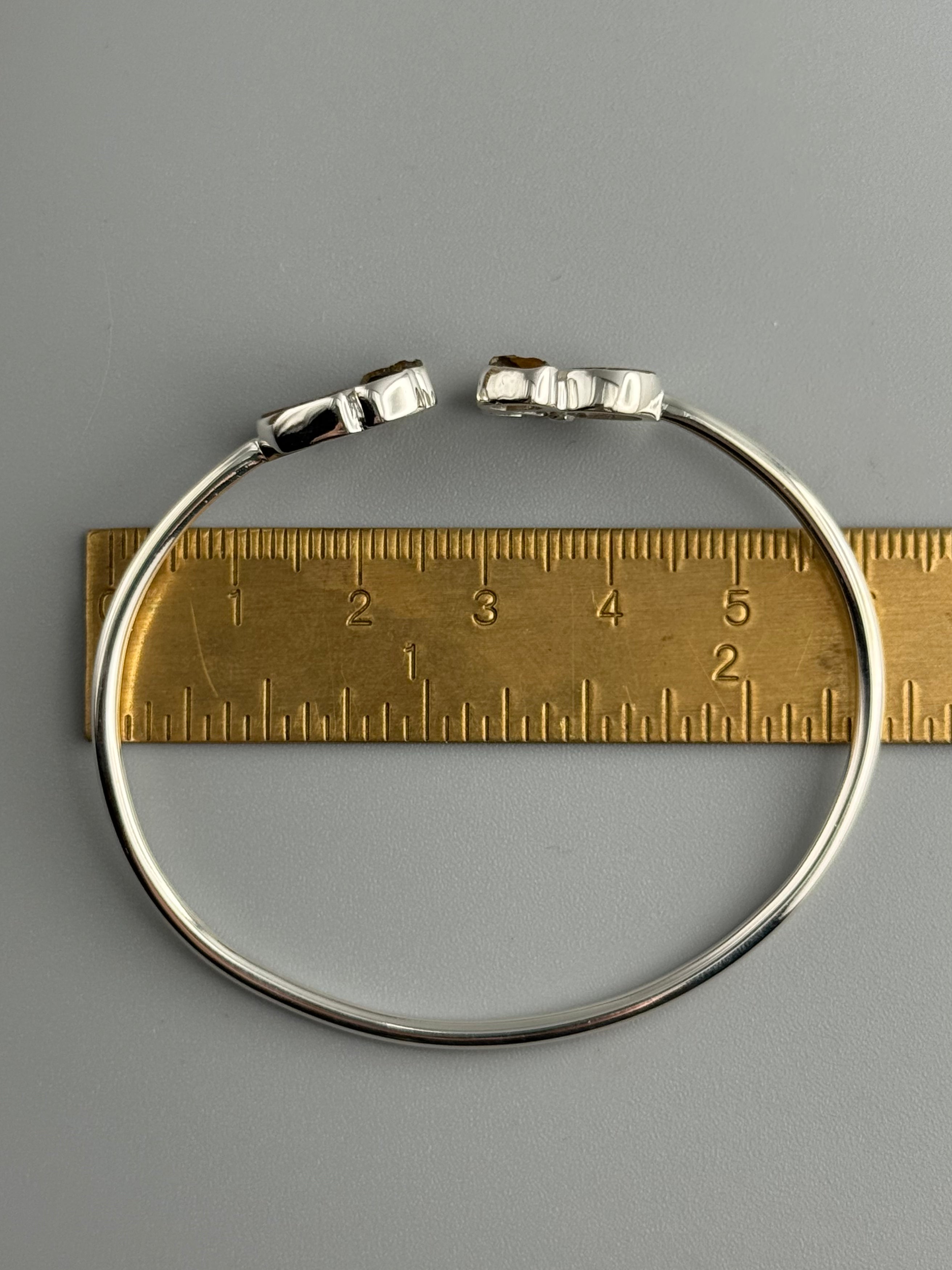 •CLUSTER• ammonite + citrine + smoky quartz + silver twist-on cuff bracelet