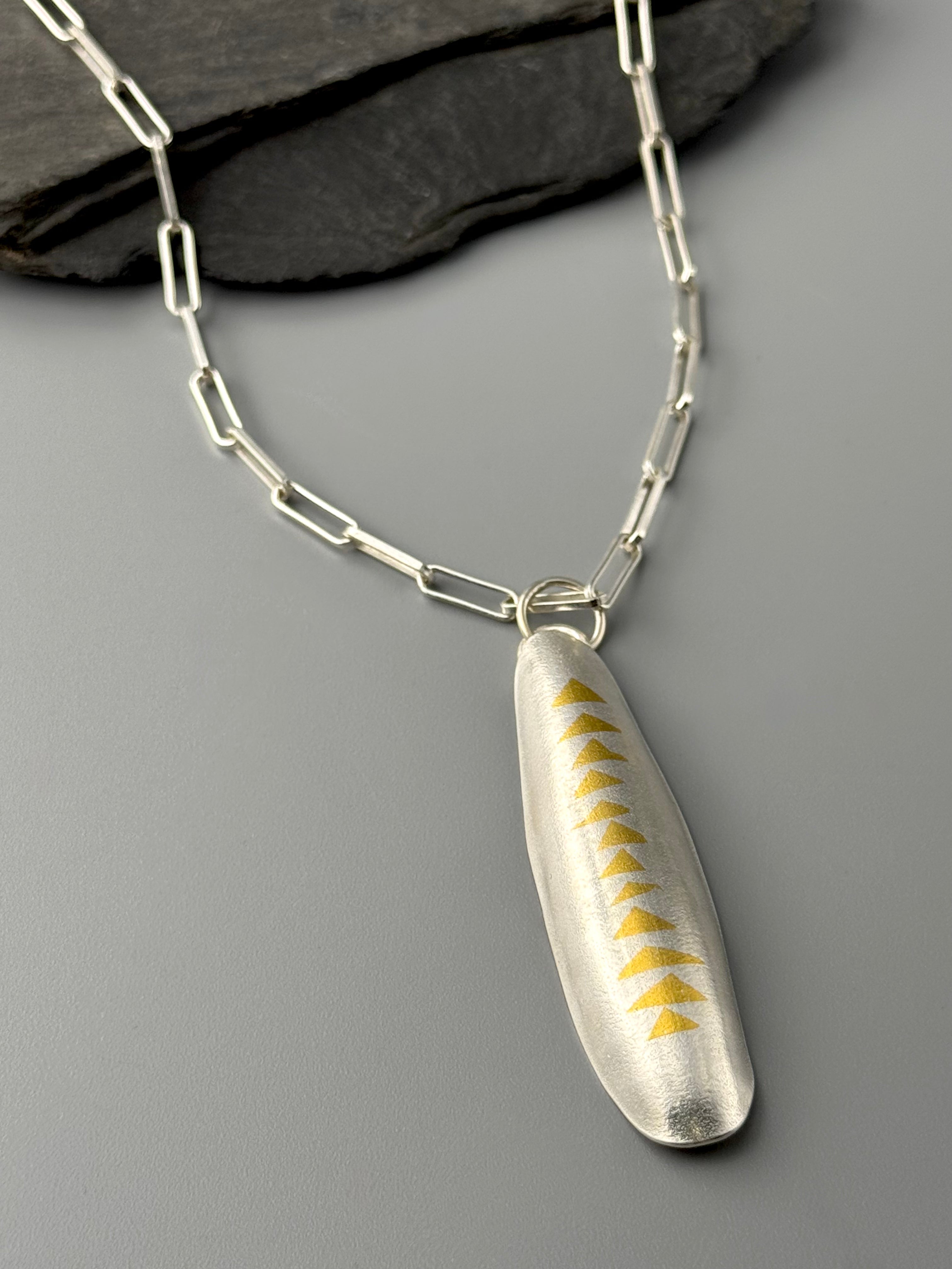 •KEUM-BOO TRIANGLES• sterling silver + gold necklace (16" long)