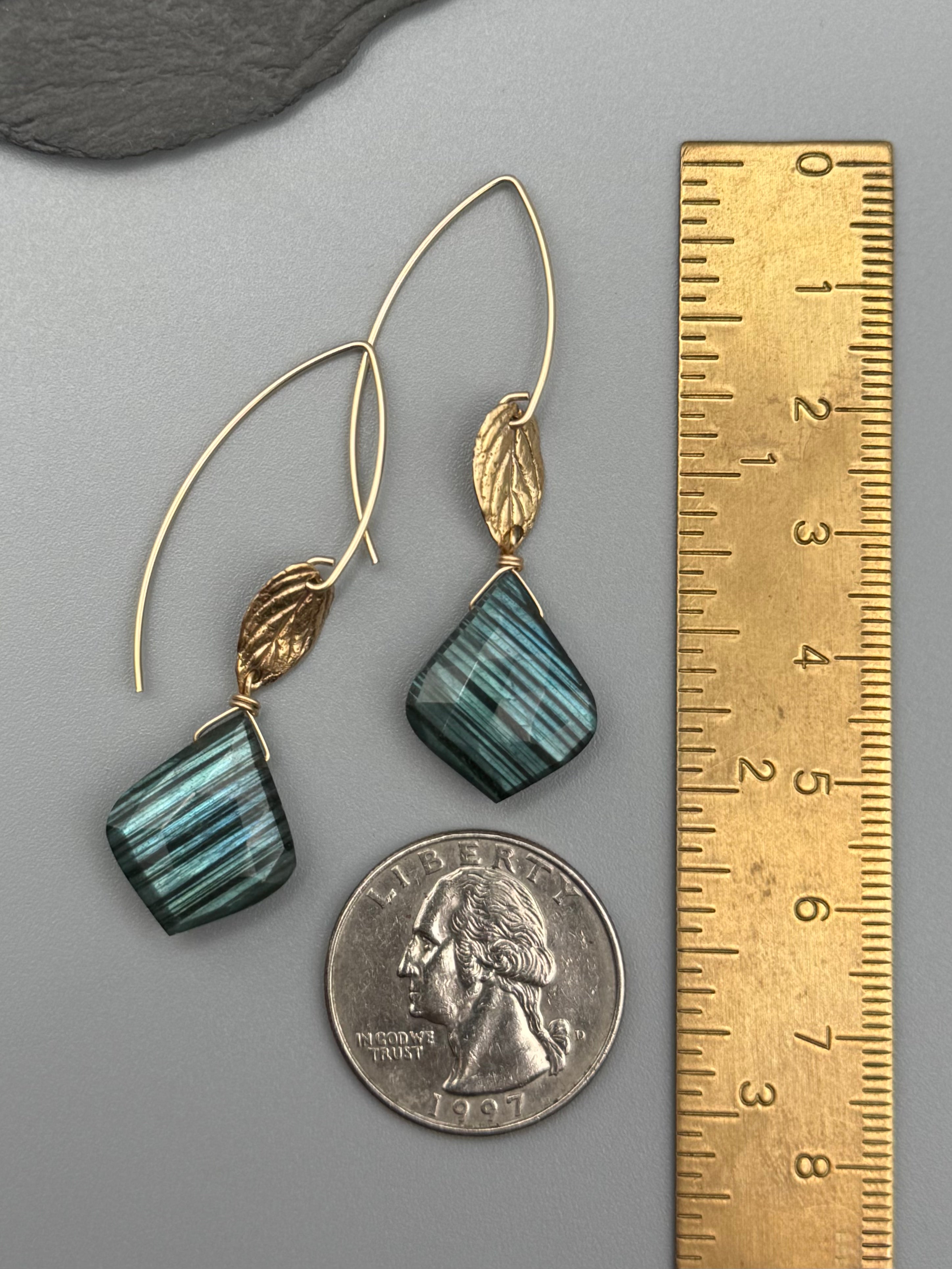 •NEW LEAF• labradorite + gold earrings