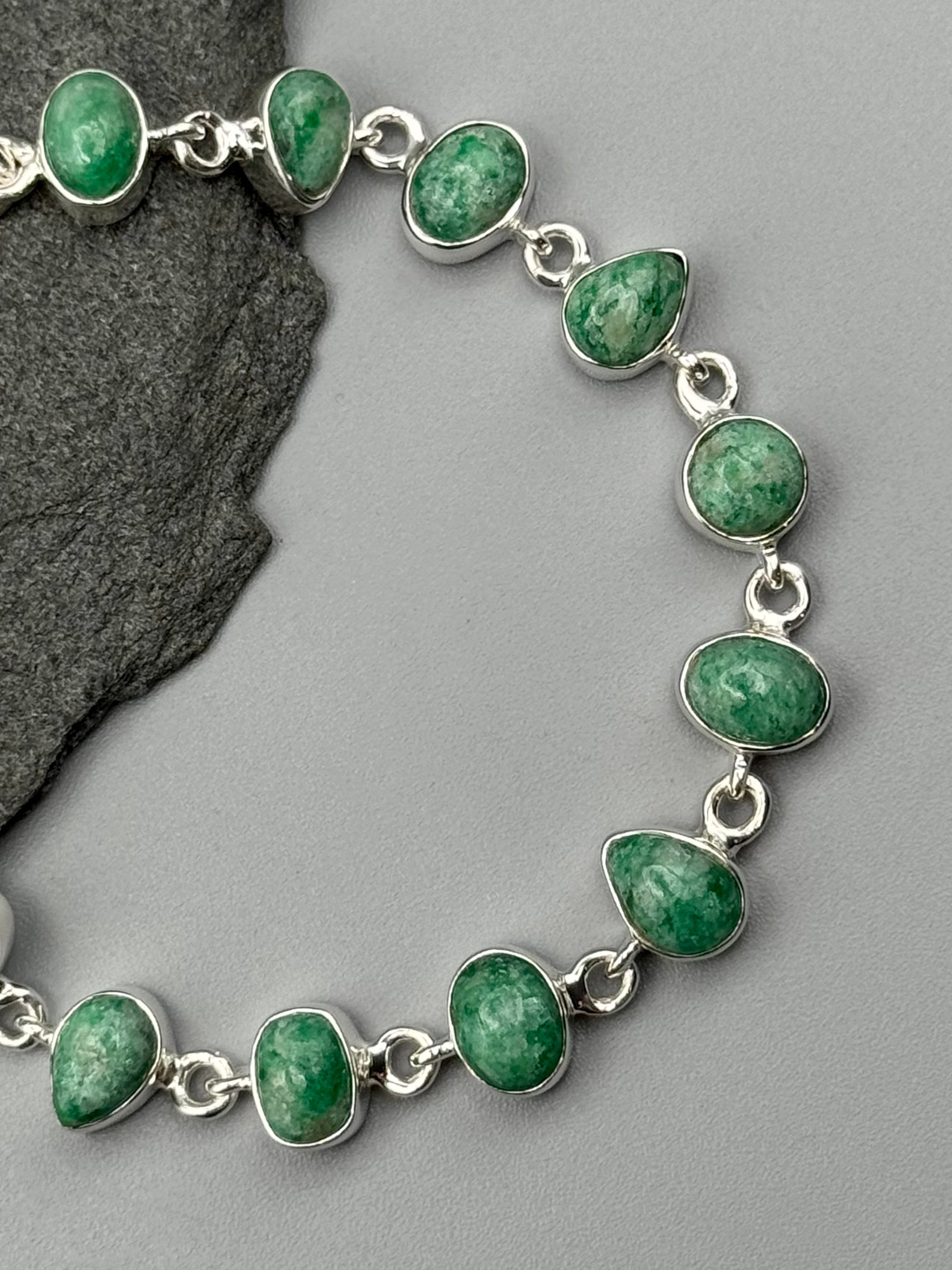 •EMERALD - GEO MIX• linked silver bracelet (7.25" - 9")