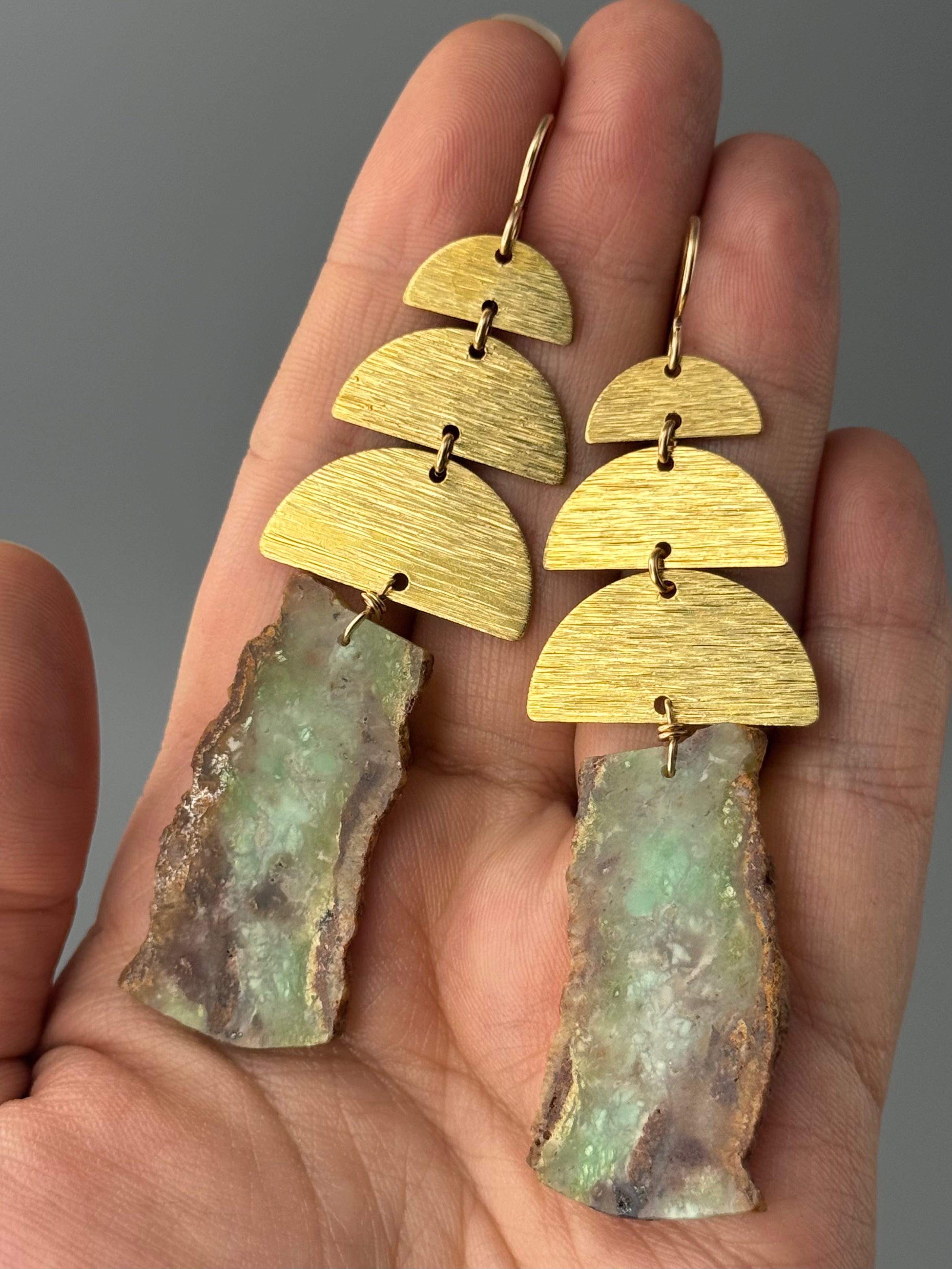 •MOONSTACK• chrysoprase + gold earrings