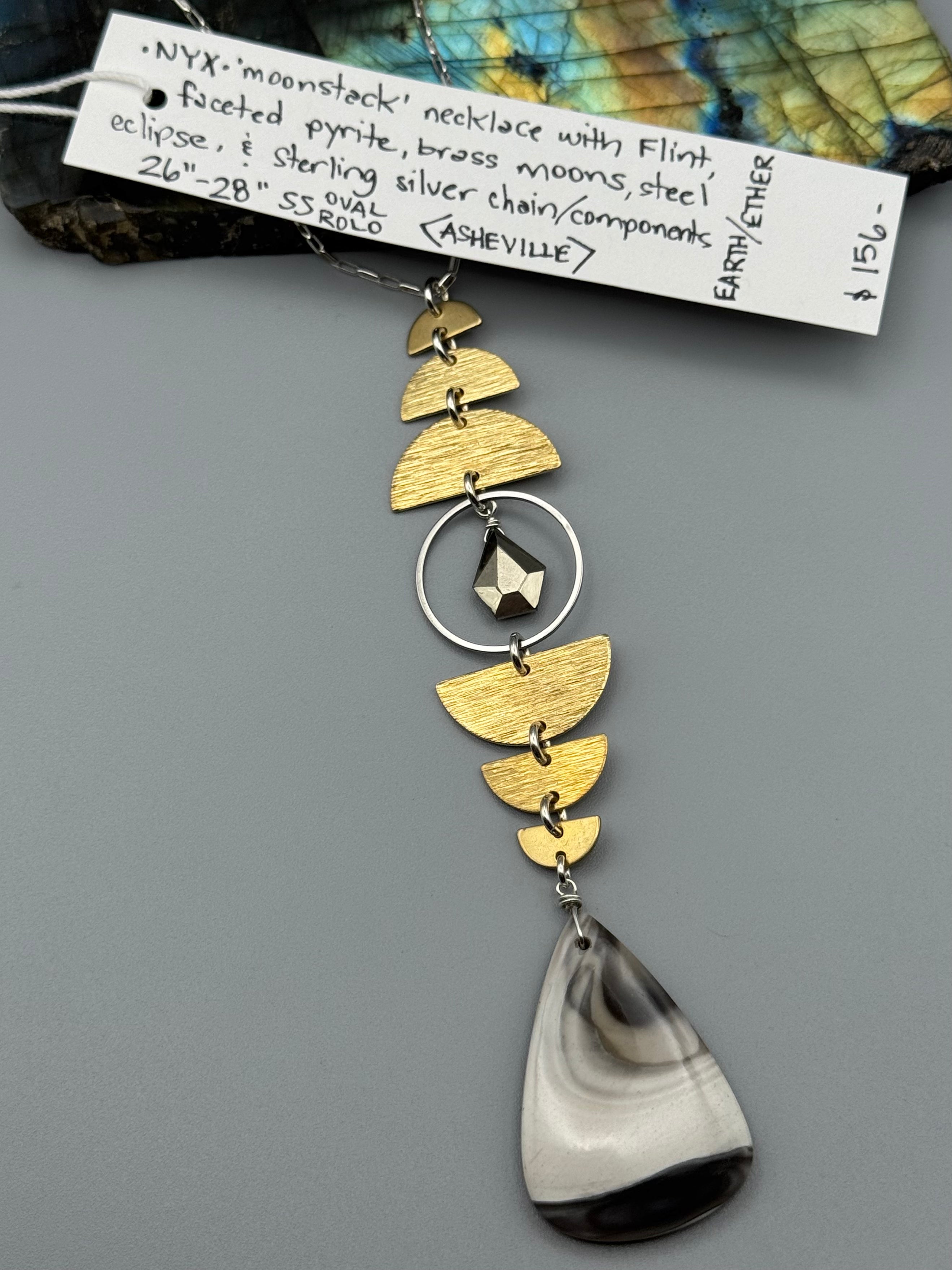 •NYX• pyrite + flint mixed metal necklace (26"-28" long)