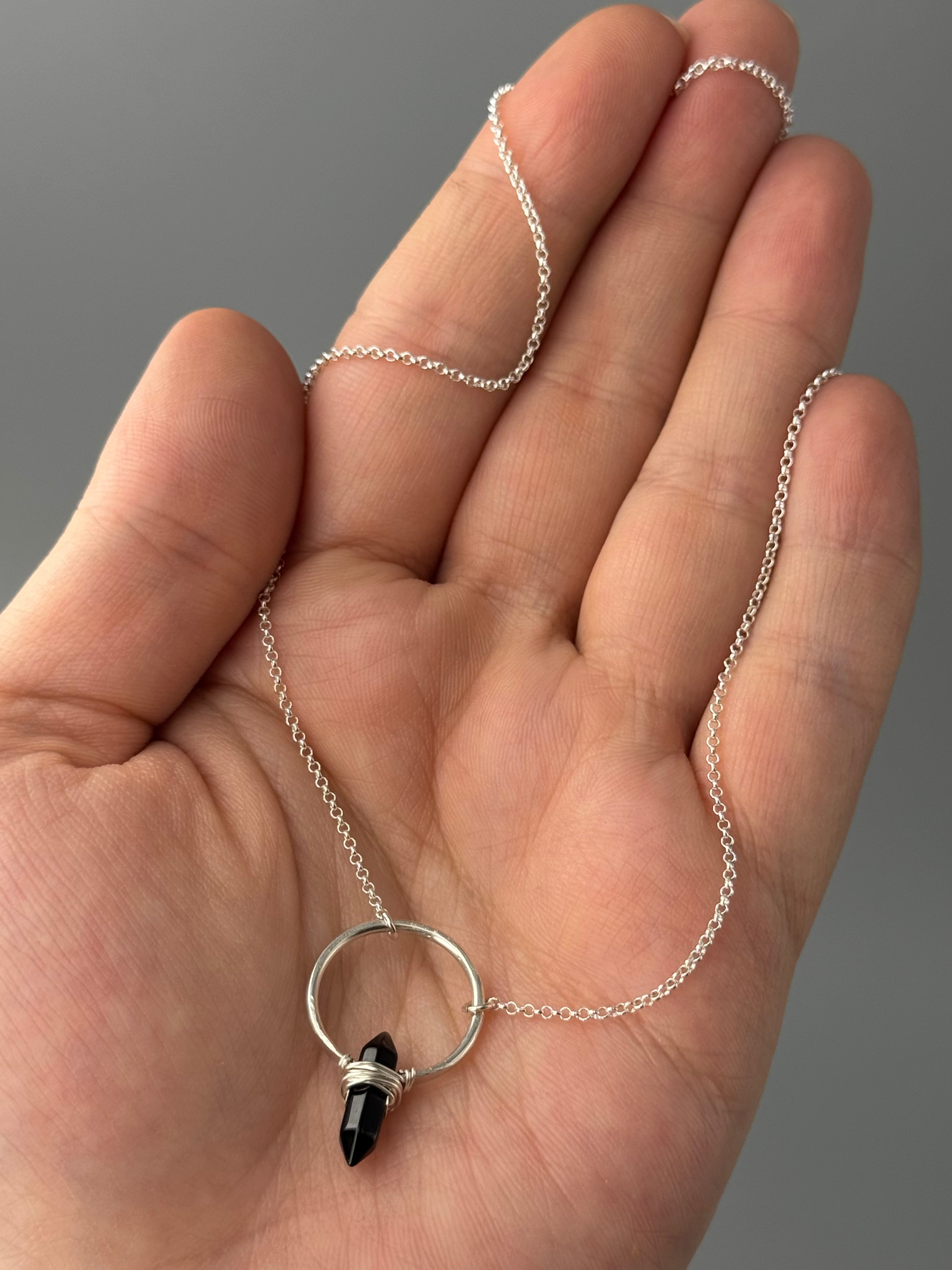 •CREST• obsidian + silver necklace (various lengths)