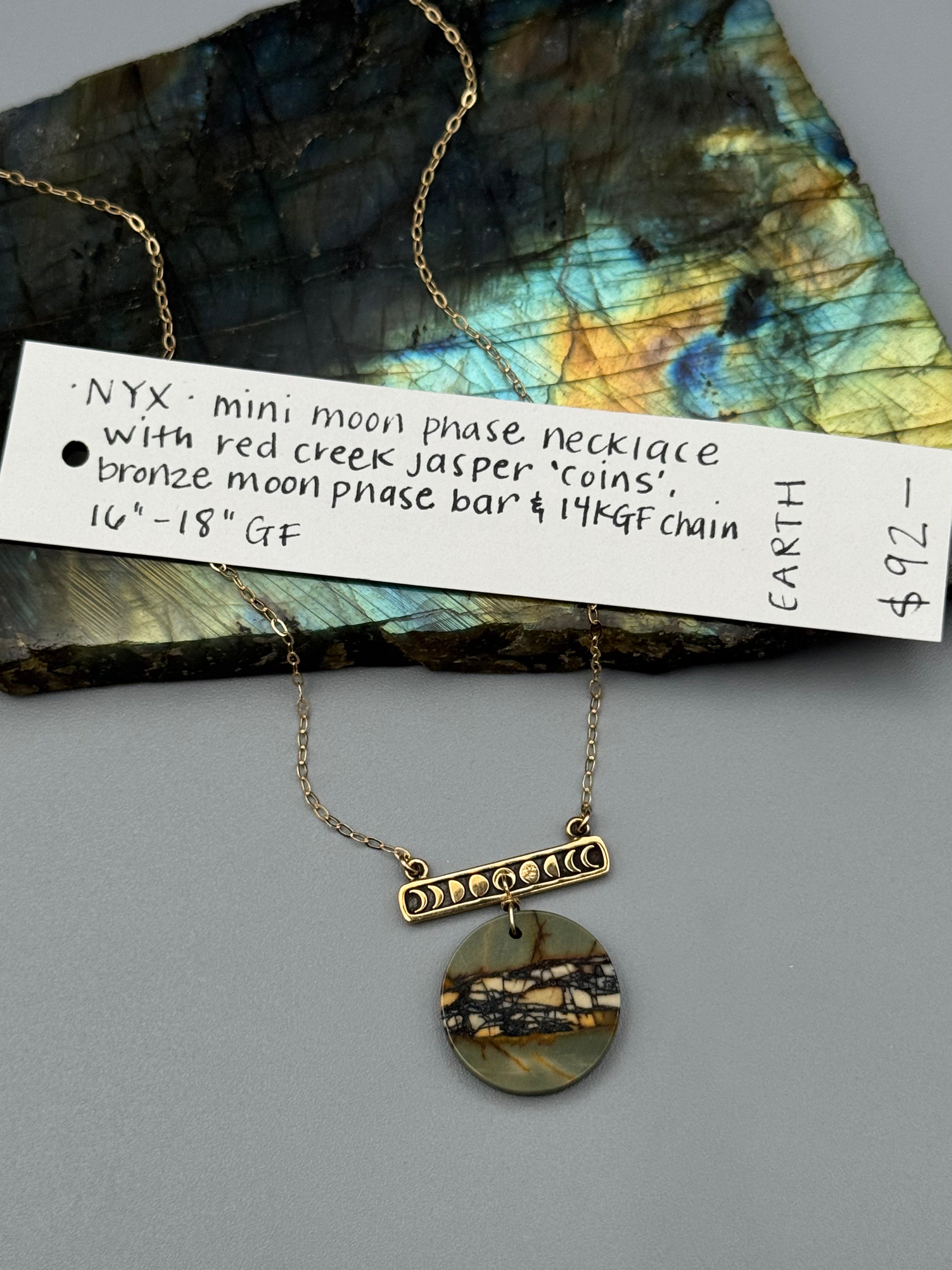 •NYX• red creek jasper + gold necklace (16"-18" long)