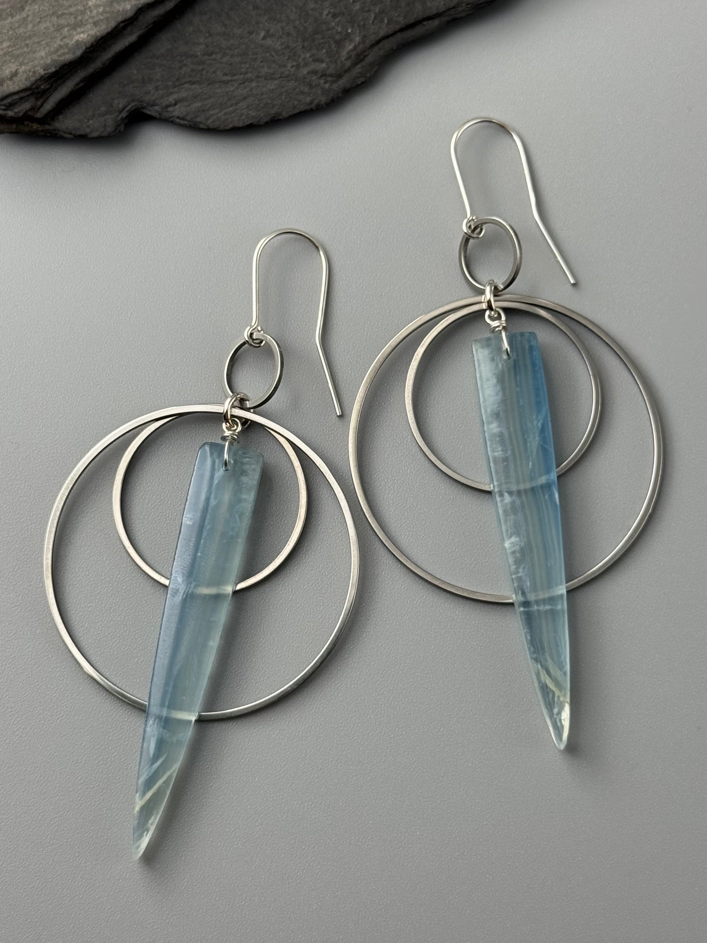 •EQUA-ORBIT• blue calcite + silver earrings