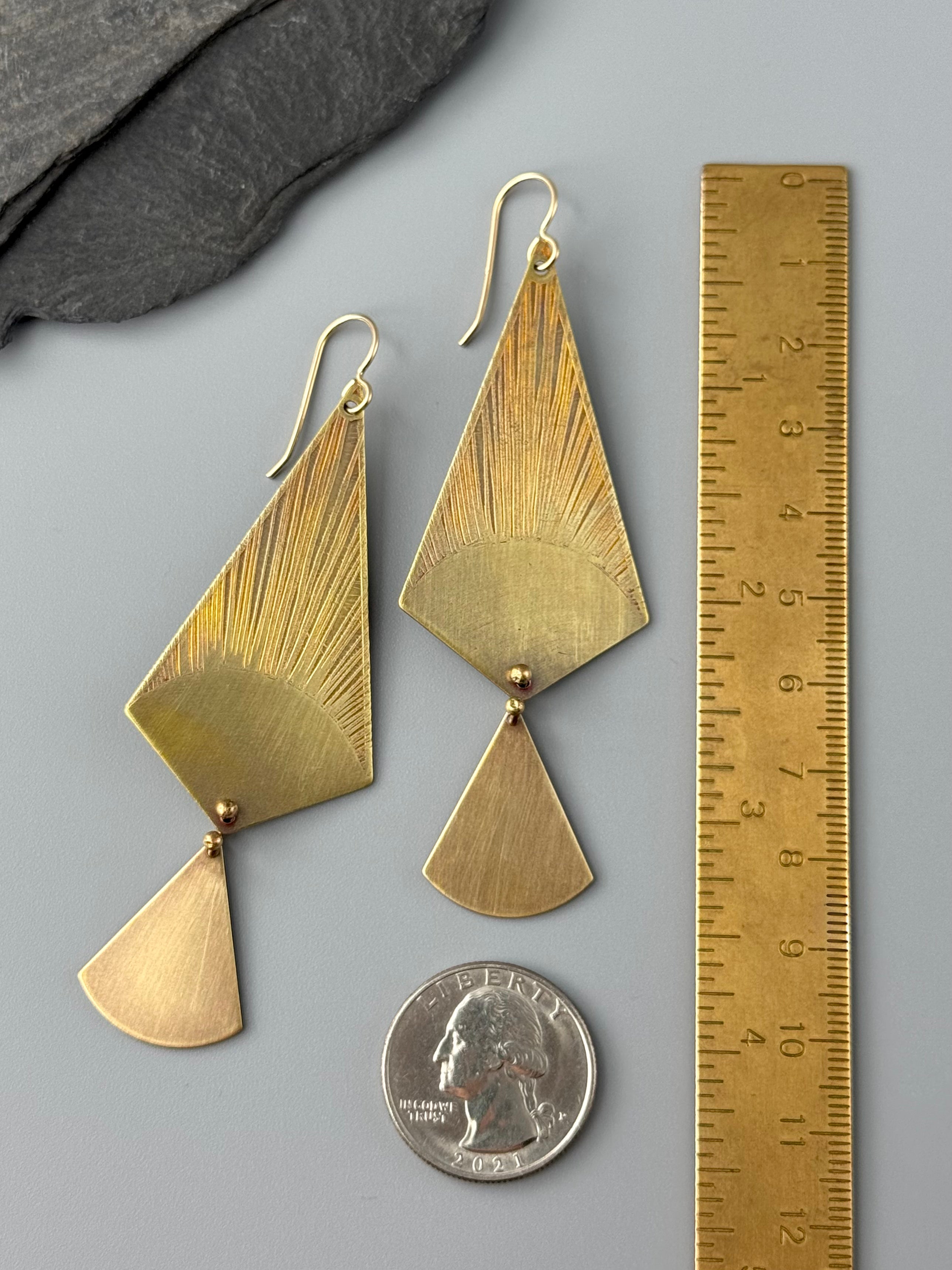 •LANTERN• gold dangle earrings